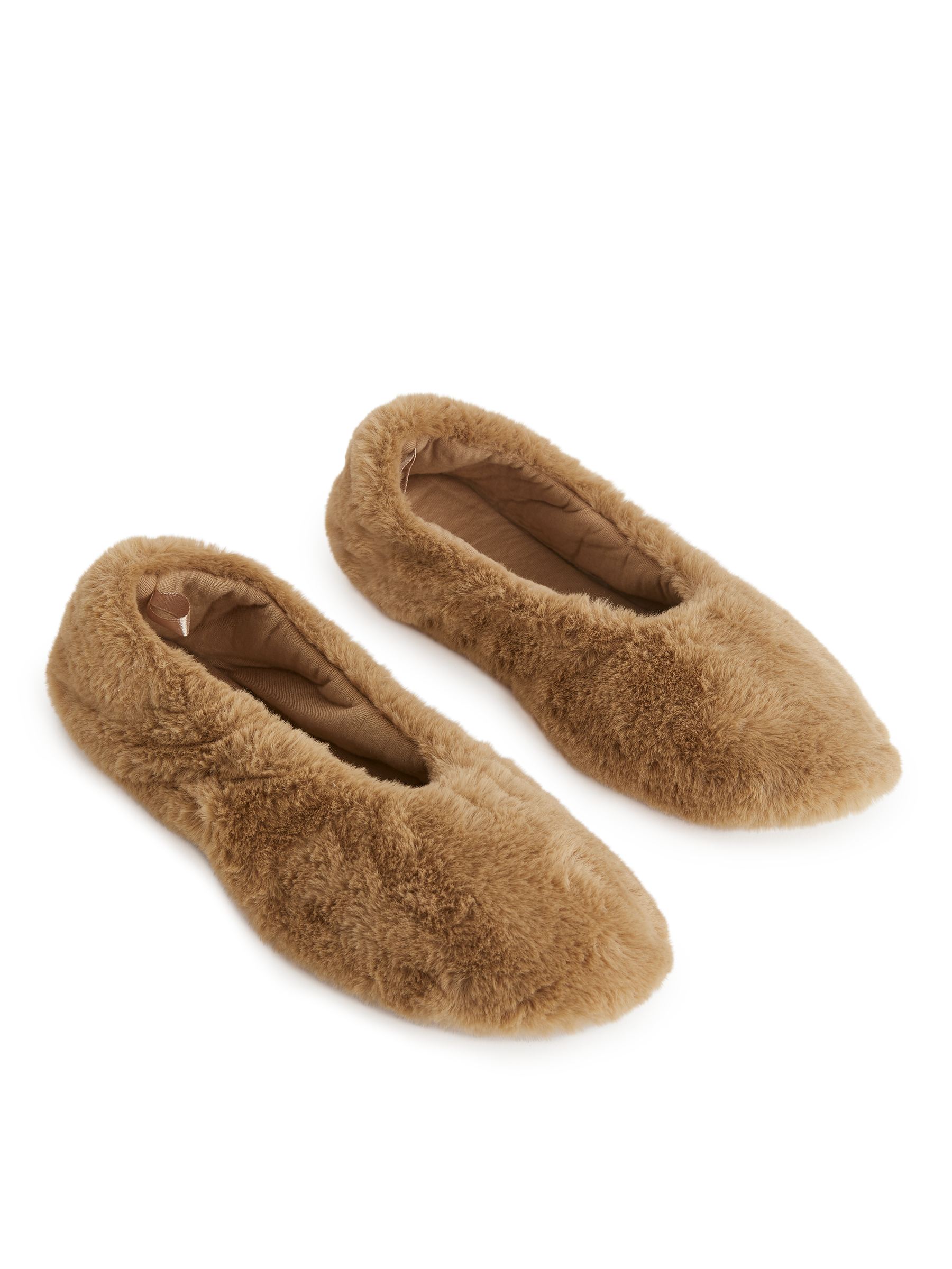 Faux Fur Slippers - Dark Beige - Women - StillMedia/DescriptiveStillLife - 1