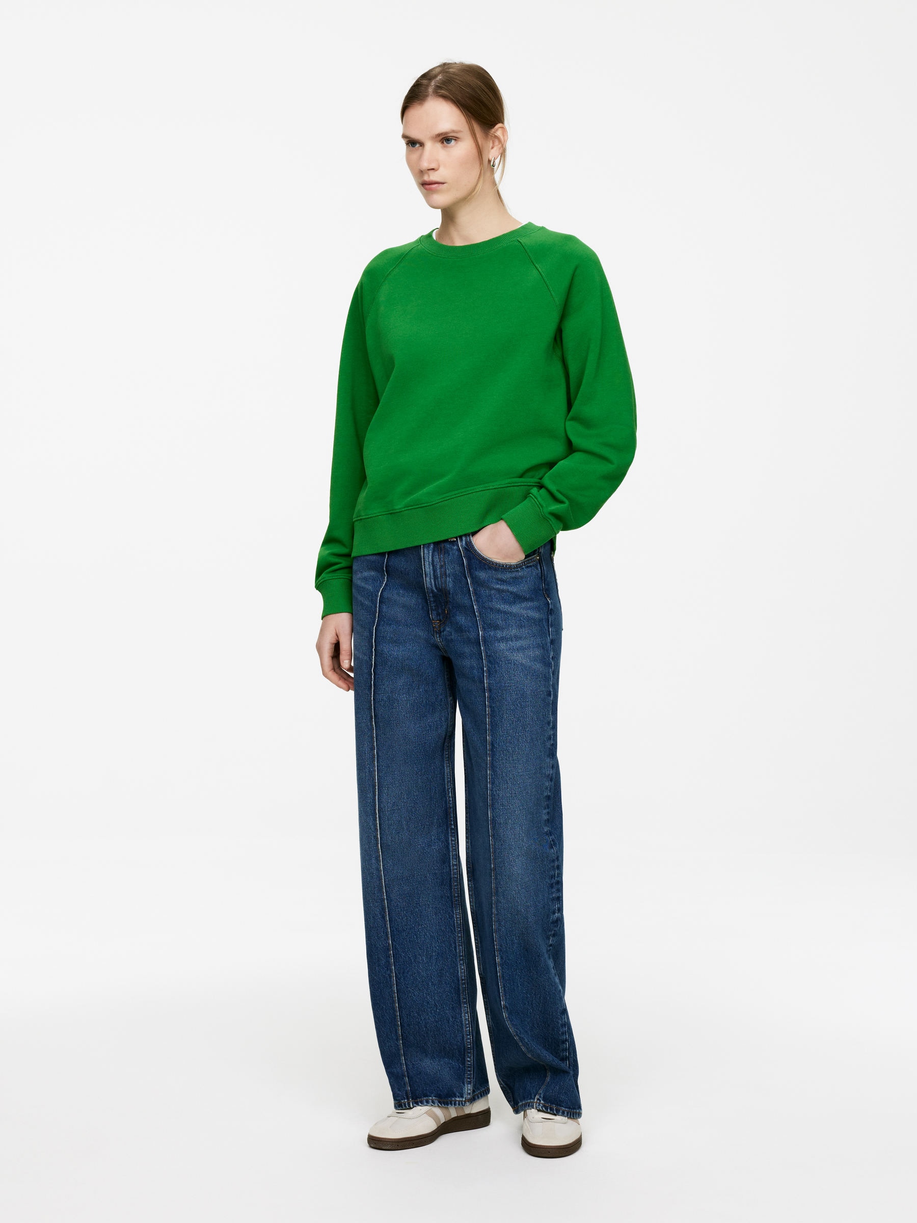 Terry Sweatshirt - Green - Regular fit - Women - StillMedia/Lookbook - 3