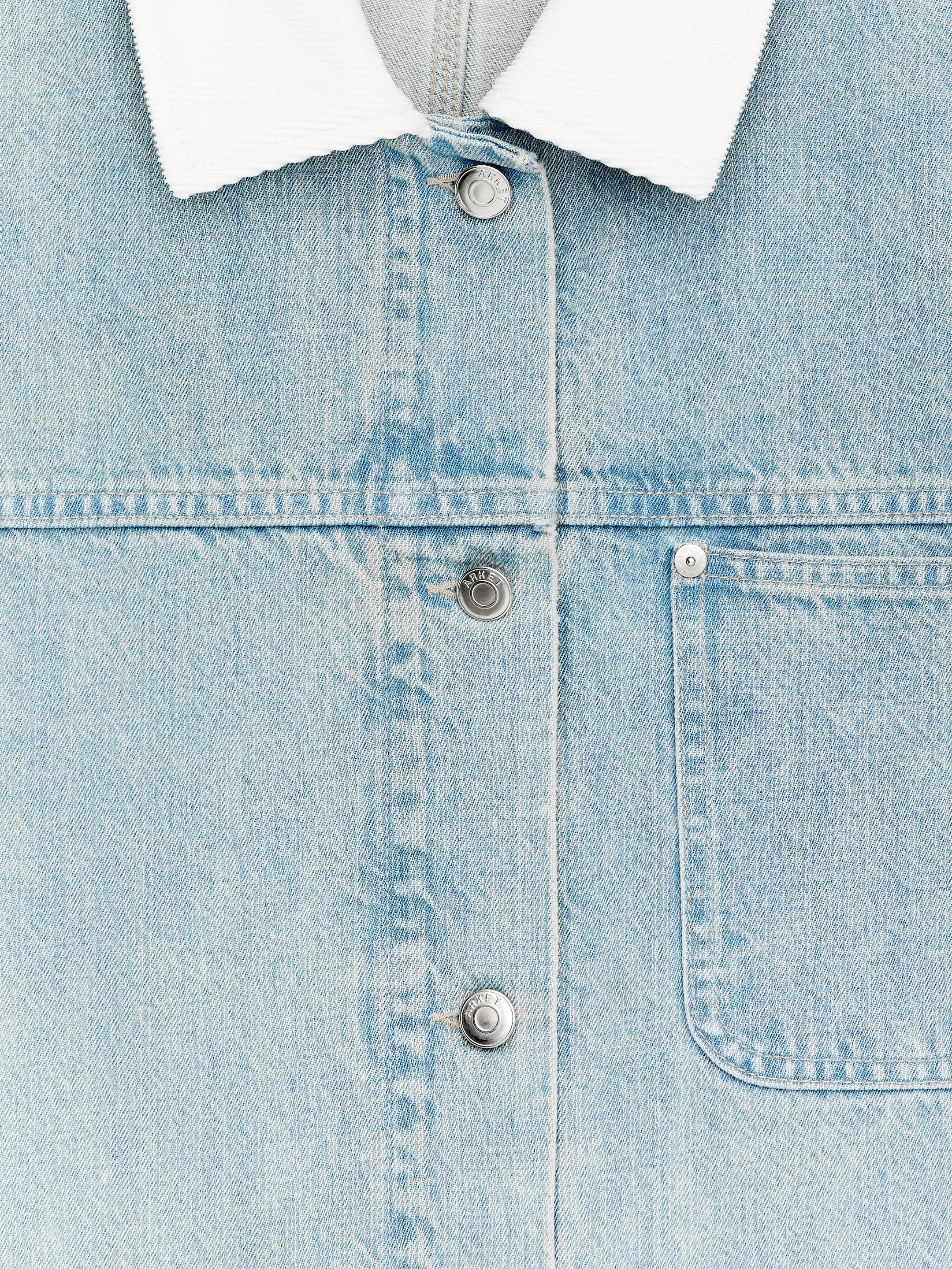 Corduroy-Collar Denim Jacket - Blue - Regular fit - Women - StillMedia/DescriptiveDetail - 1