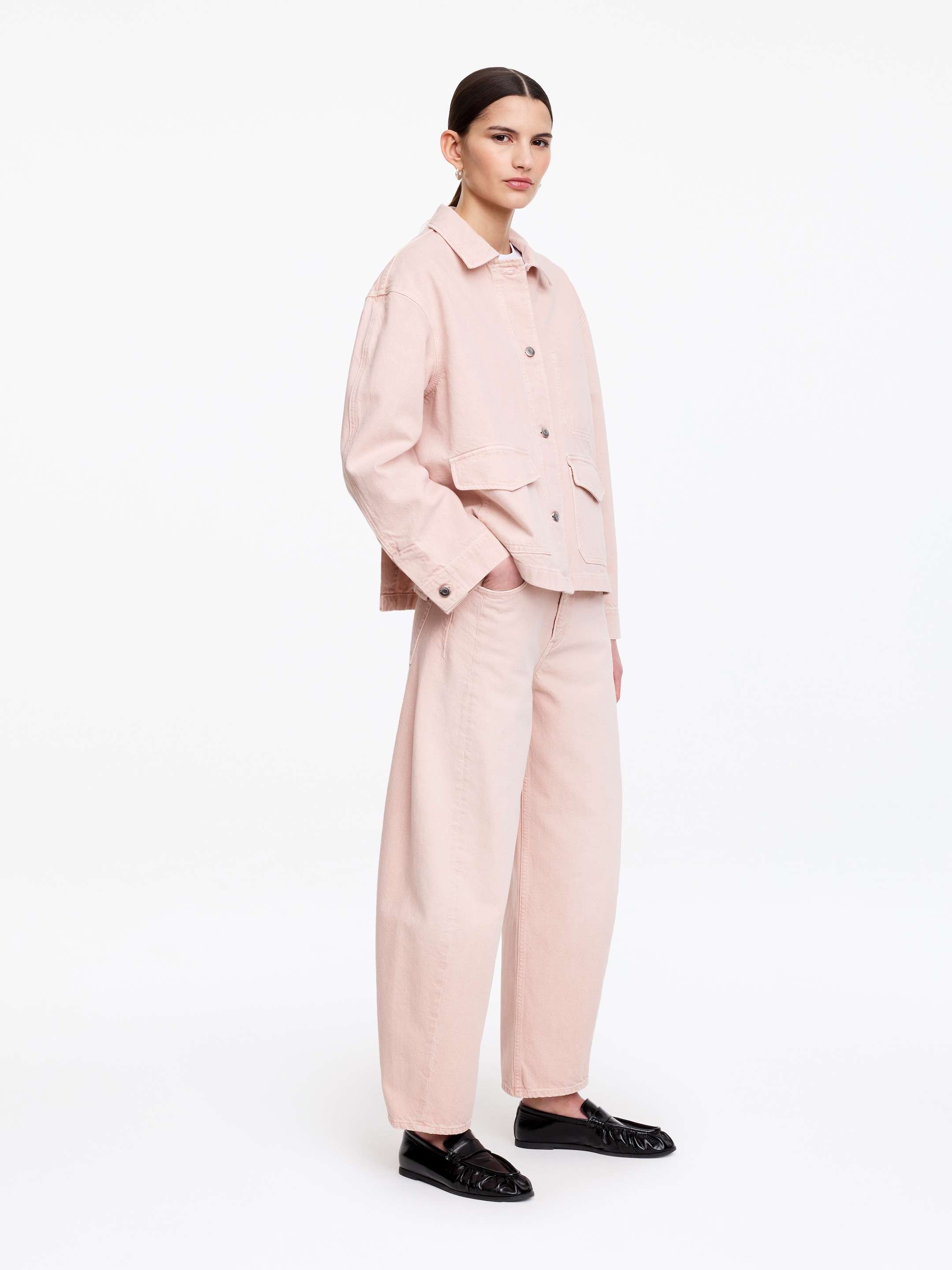 Surchemise carrée en denim - Rose - Regular fit - Femme - StillMedia/Lookbook - 4