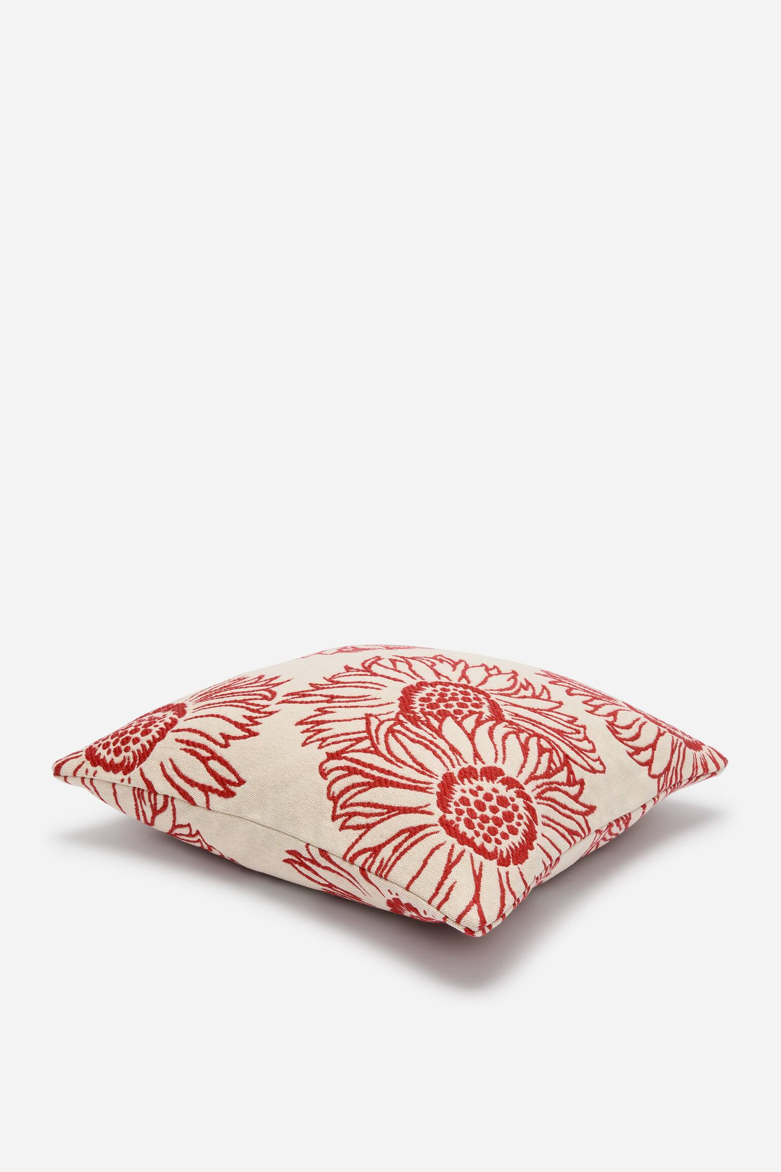 Cotton Wool Cushion Cover 50 x 50 cm - Off White/Red - 1
