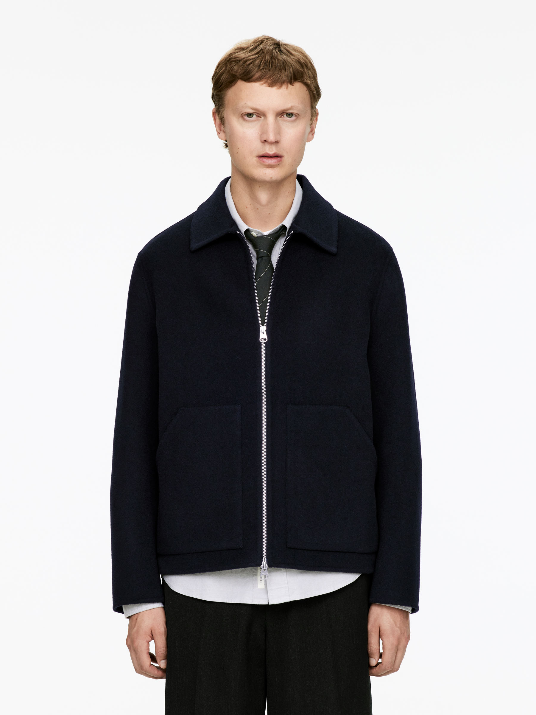 Double-Face Wool Blend Jacket - Dark Blue - Regular fit - Men - StillMedia/Lookbook - 7