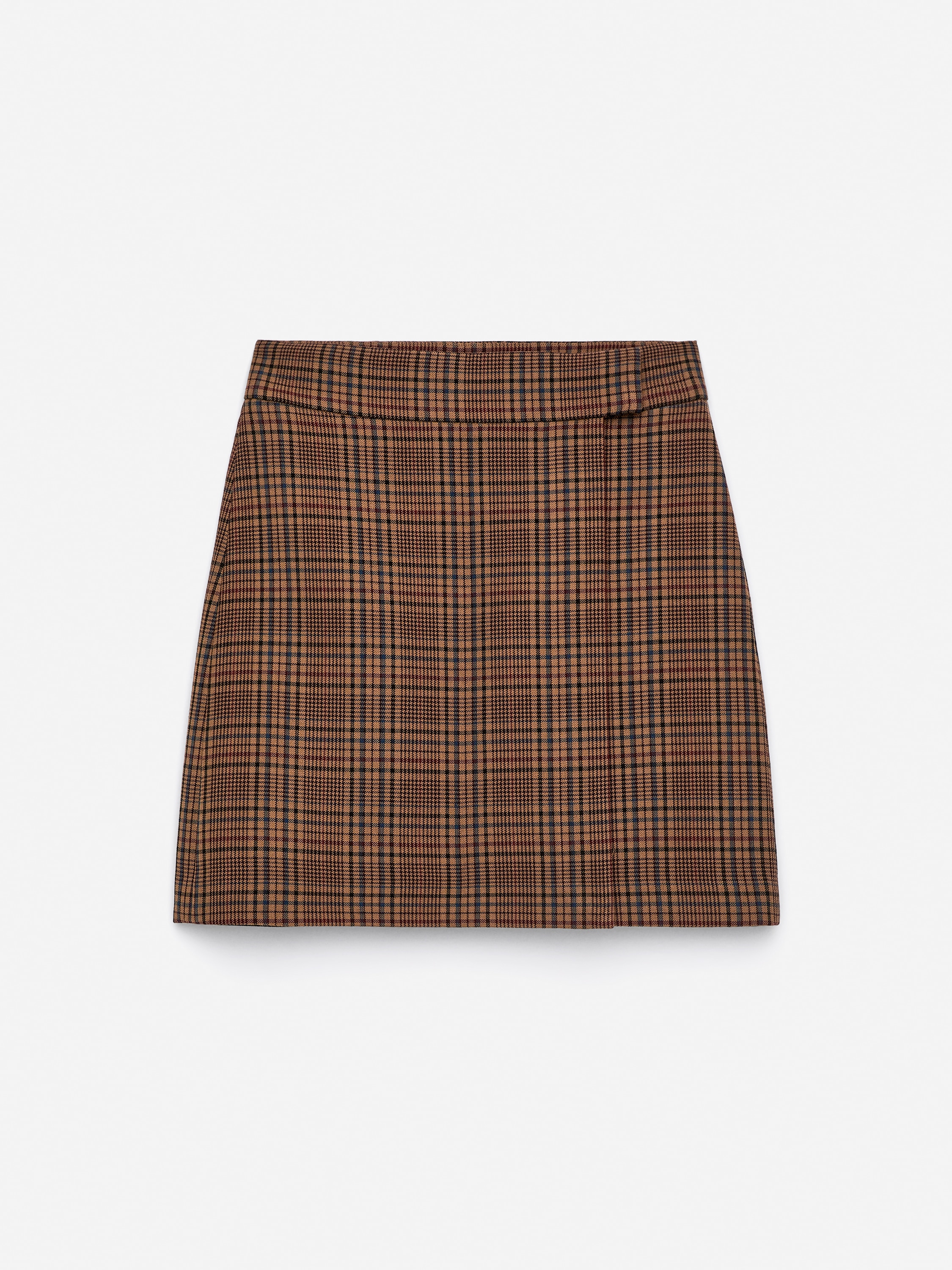 Omslagsskjørt - Mørk beige/rutete