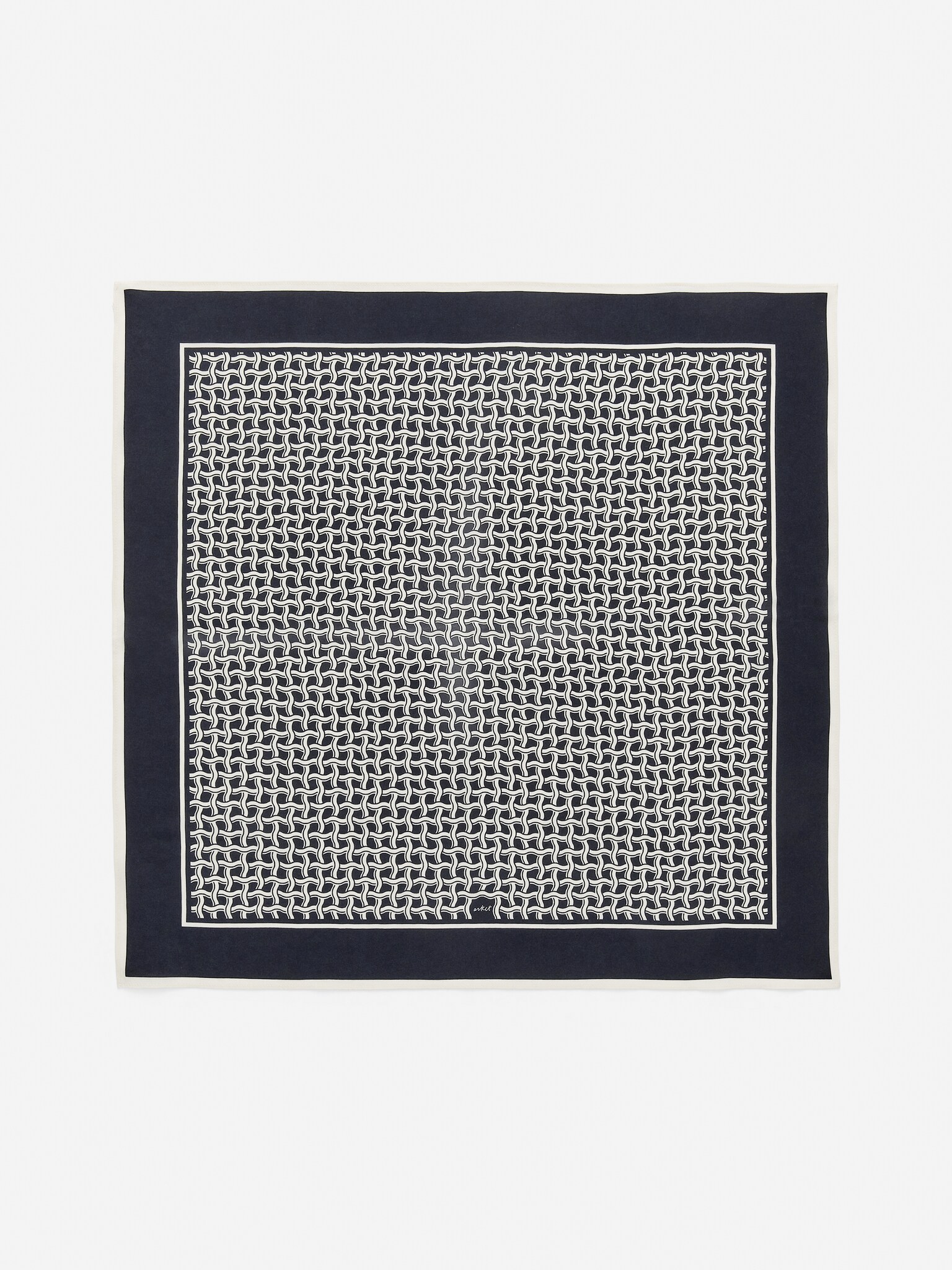 Foulard en soie imprimé - Bleu foncé/Blanc cassé/Noir/Blanc/Rose/Marron/Blanc/Noir