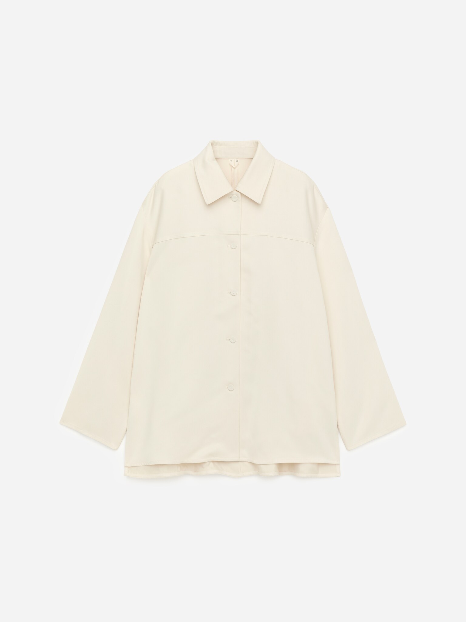 Satin Overshirt - Light Beige - 1