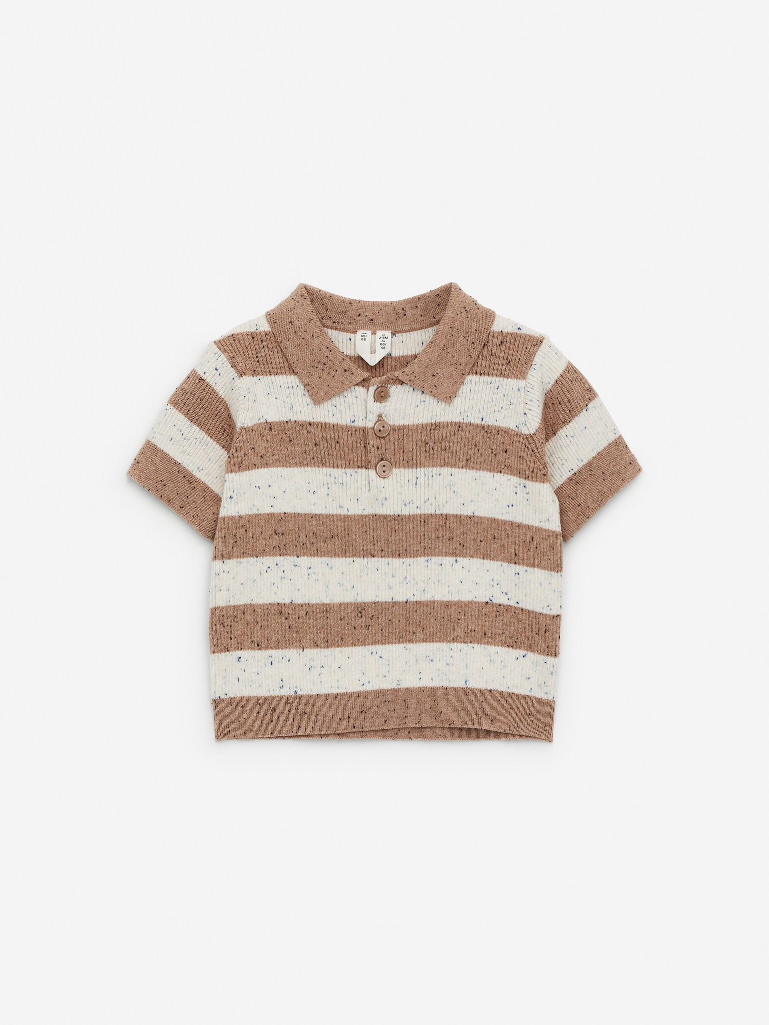 Polo en maille côtelée - Écru/Beige