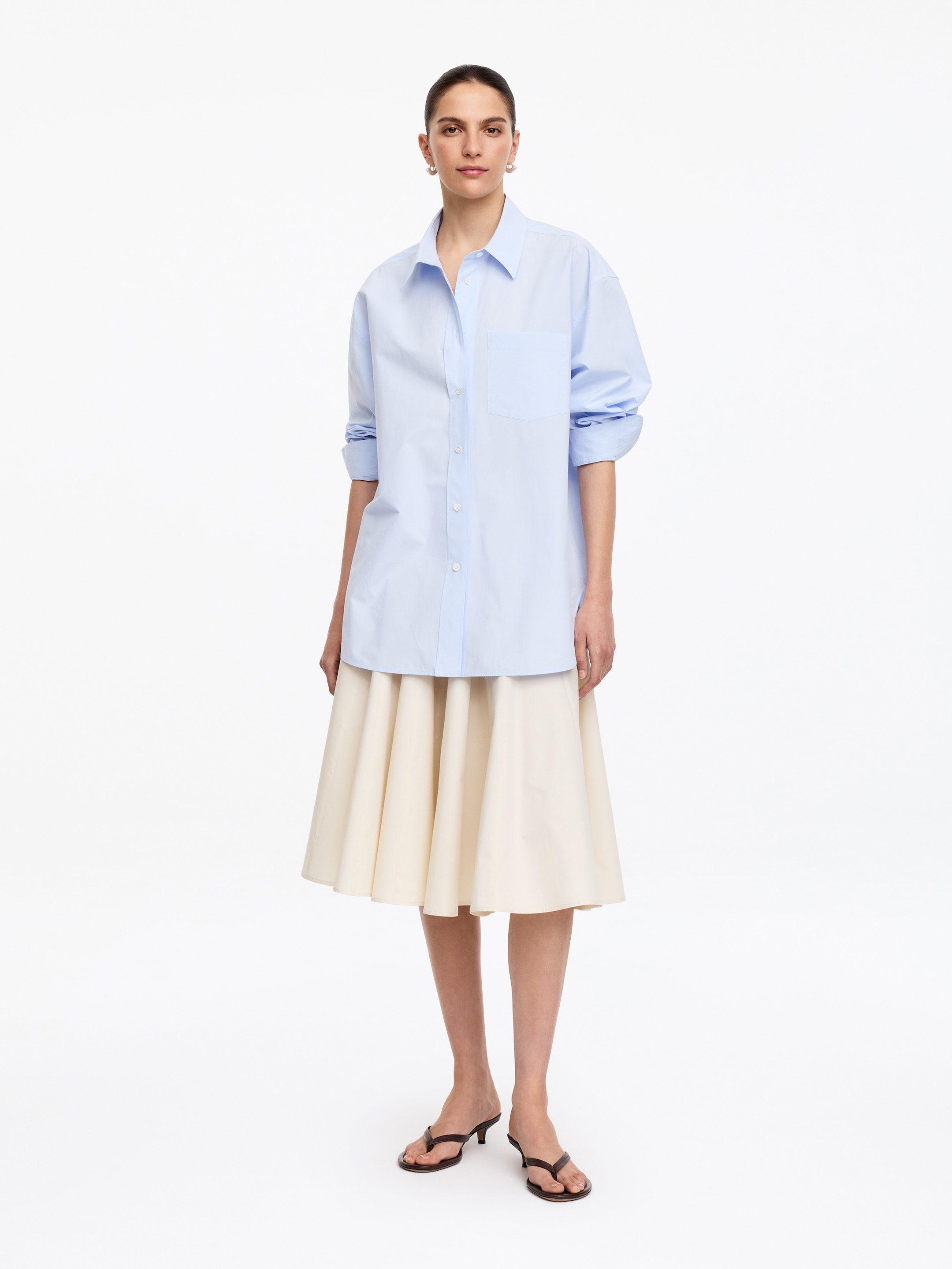 Cotton Midi Skirt-#e1d6c6-19617
