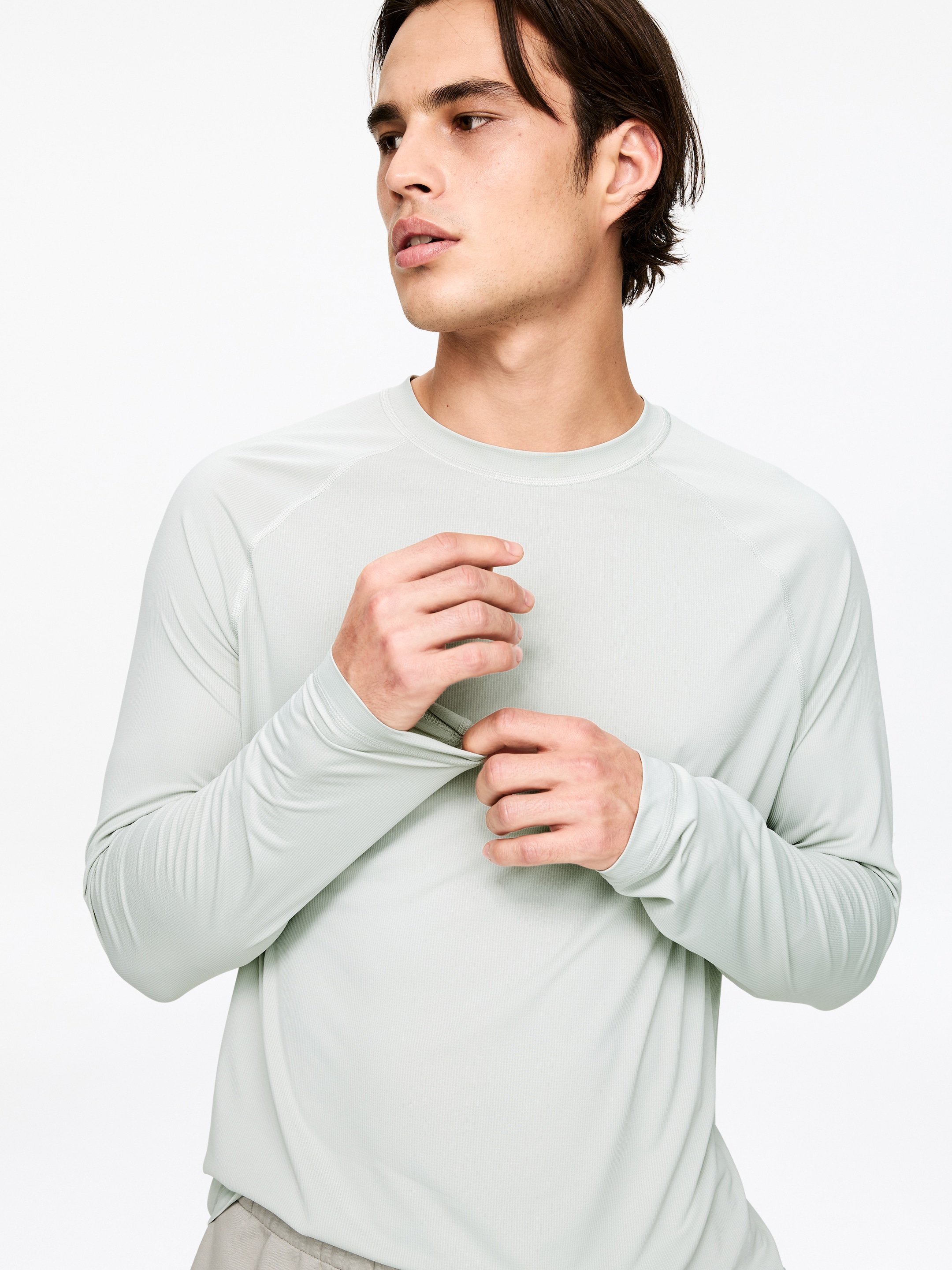 Haut à manches longues ARKET ACTIVE - Vert sauge clair - Regular fit - Homme - StillMedia/Lookbook - 4