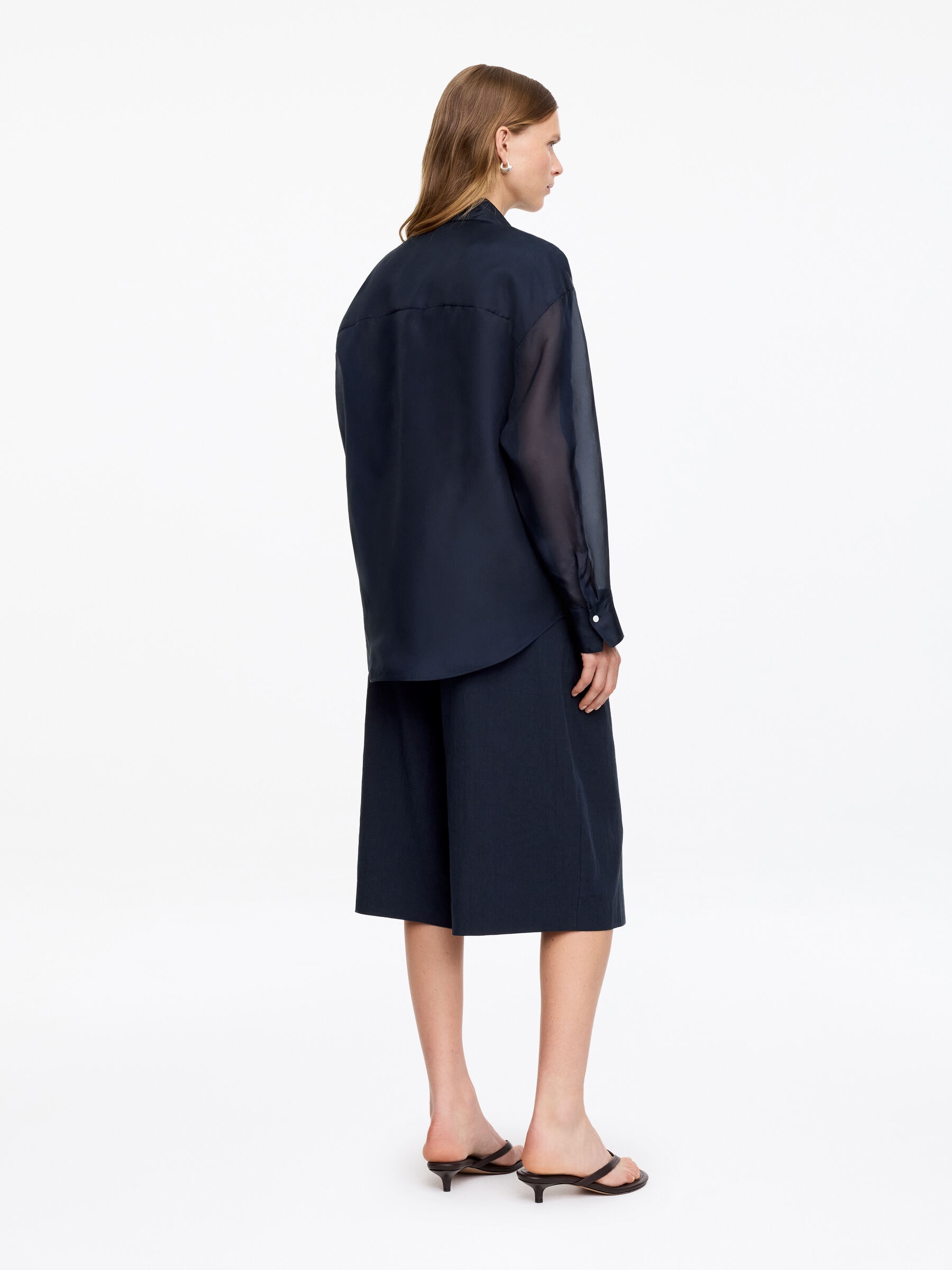 Silk Organza Shirt - Dark Blue - Loose fit - Women - StillMedia/Lookbook - 4