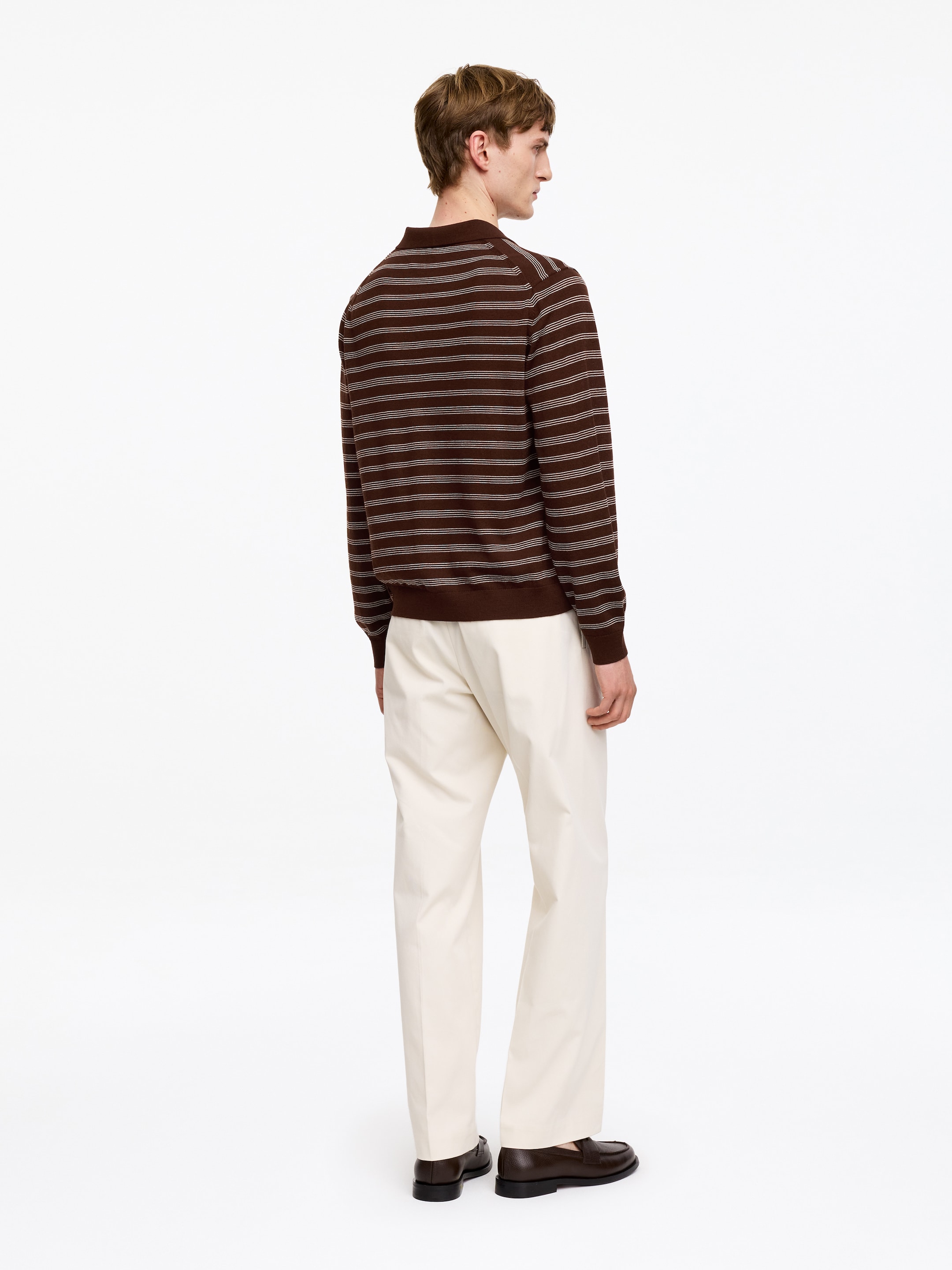 Merino Polo Jumper - Brown/Striped - Regular fit - men - StillMedia/Lookbook - 5