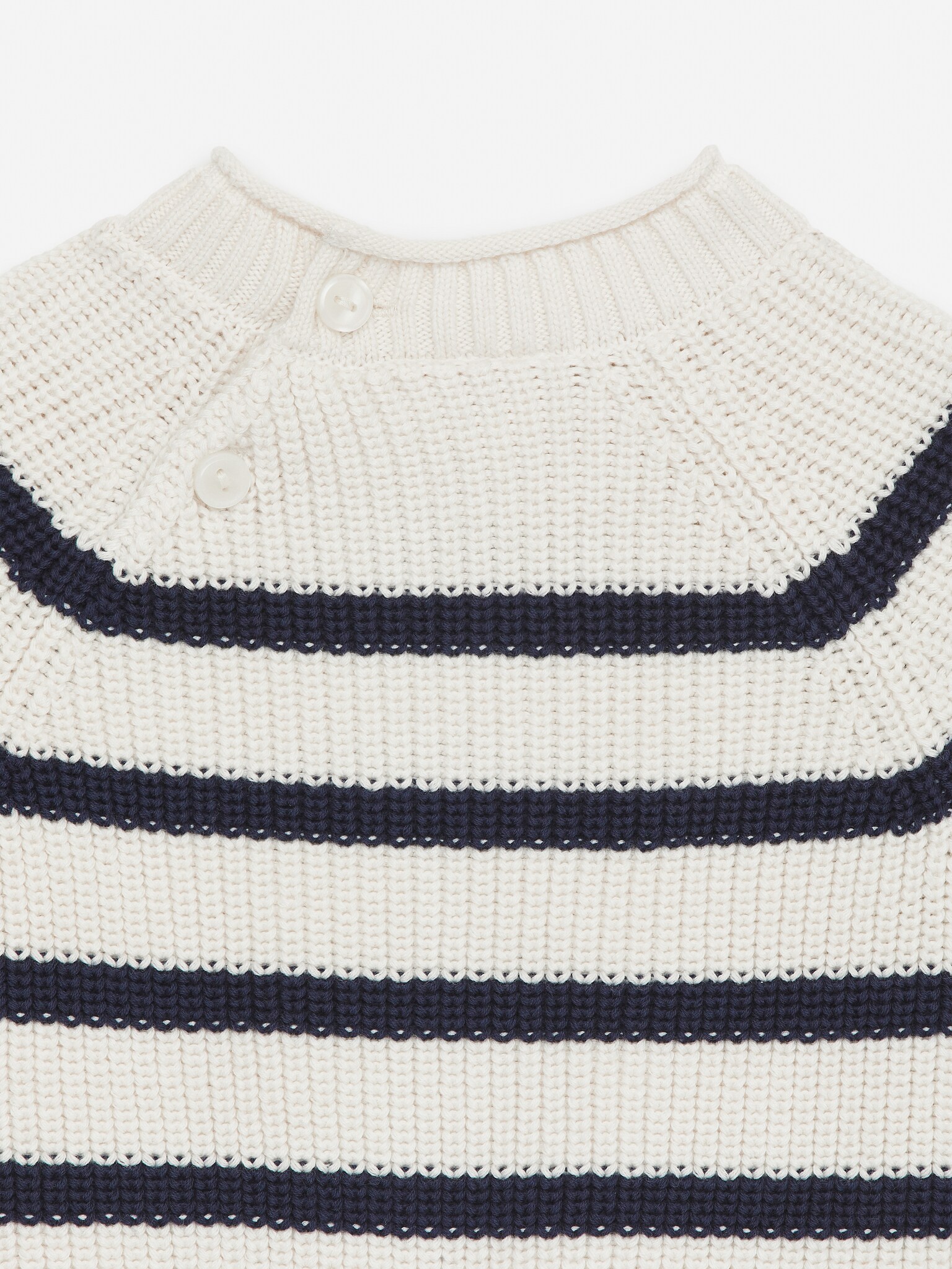 Baumwollpullover - Weiß/Dunkelblau - 2