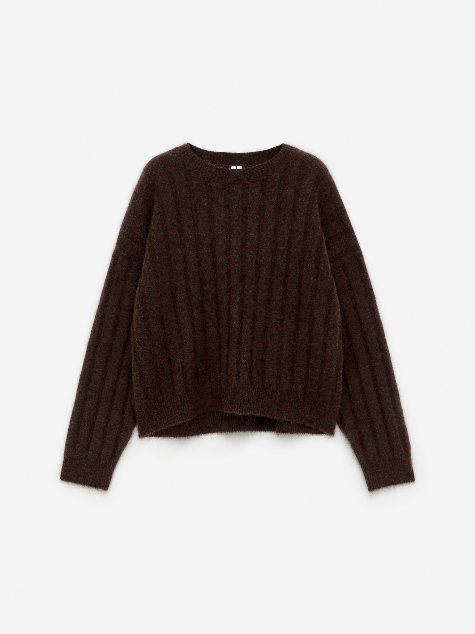 Pullover aus Mohair und Wolle - Dunkelbraun/Altrosa - 1