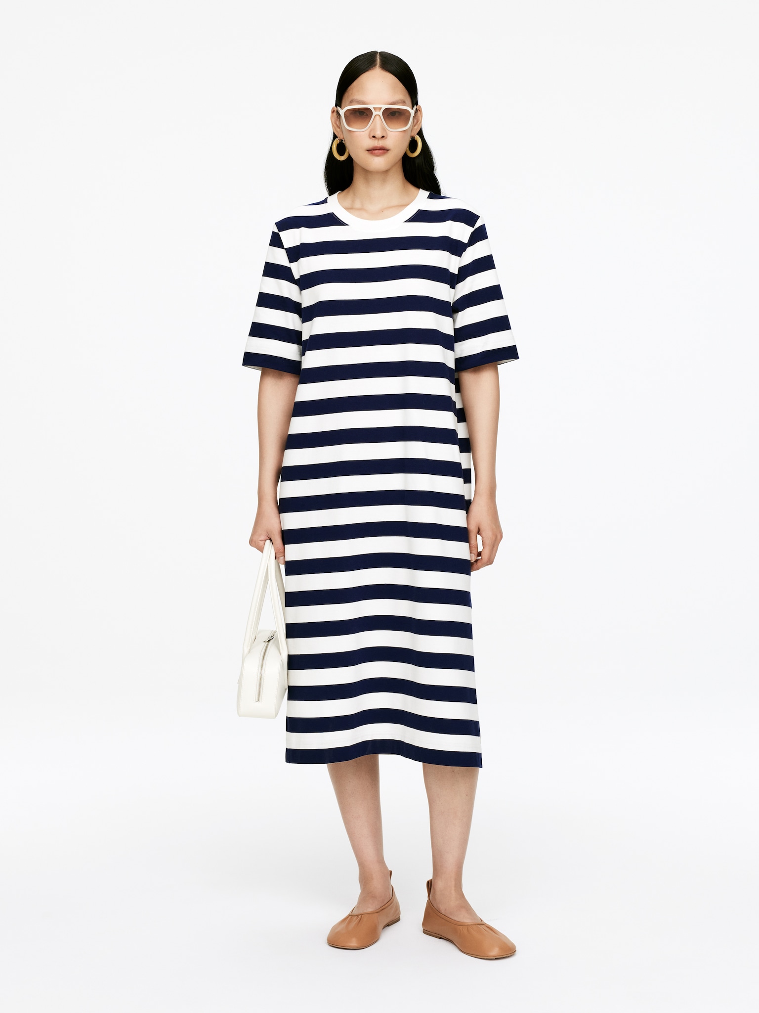 T-Shirt Dress - Dark Blue/Off White/Black