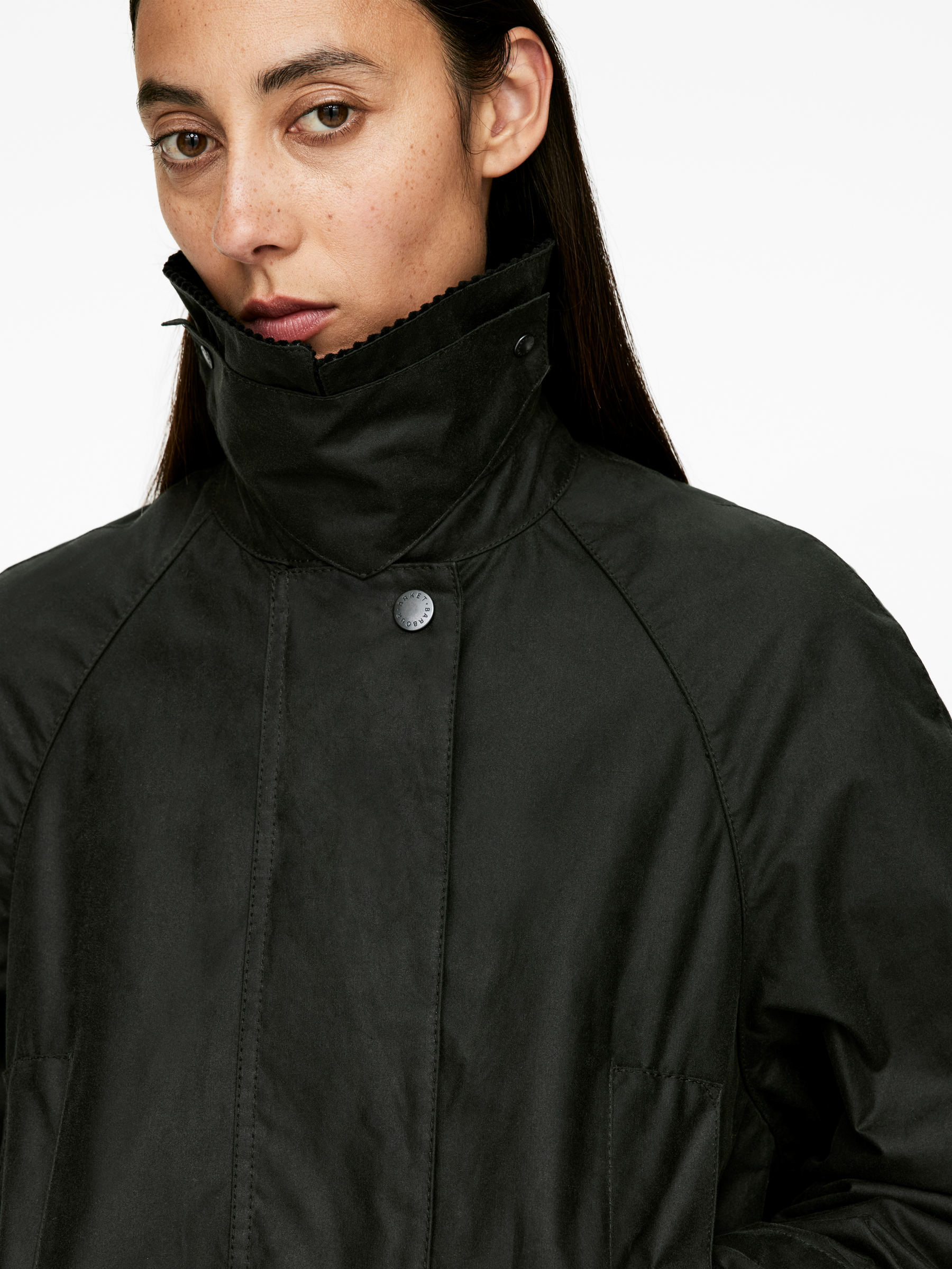 ARKET and Barbour Waxed Cotton Jacket - Dark Green - Loose fit - Women - StillMedia/Lookbook - 10