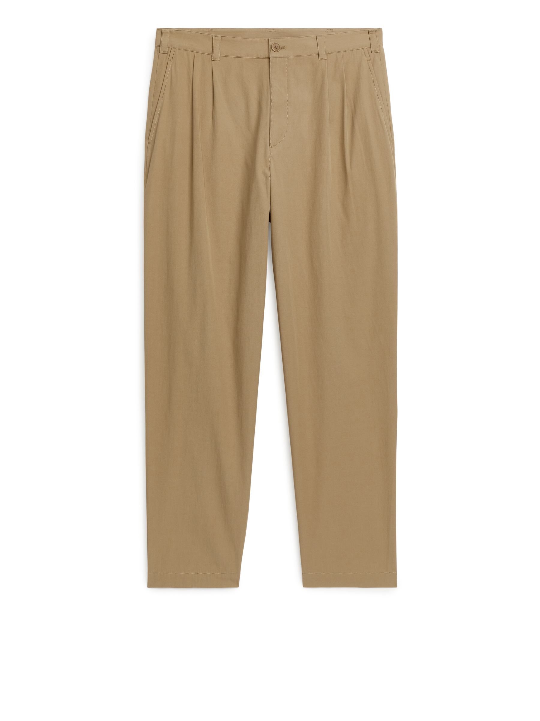 Cotton Lyocell Chinos - Dark Beige - Loose fit - Men - StillMedia/DescriptiveStillLife - 1