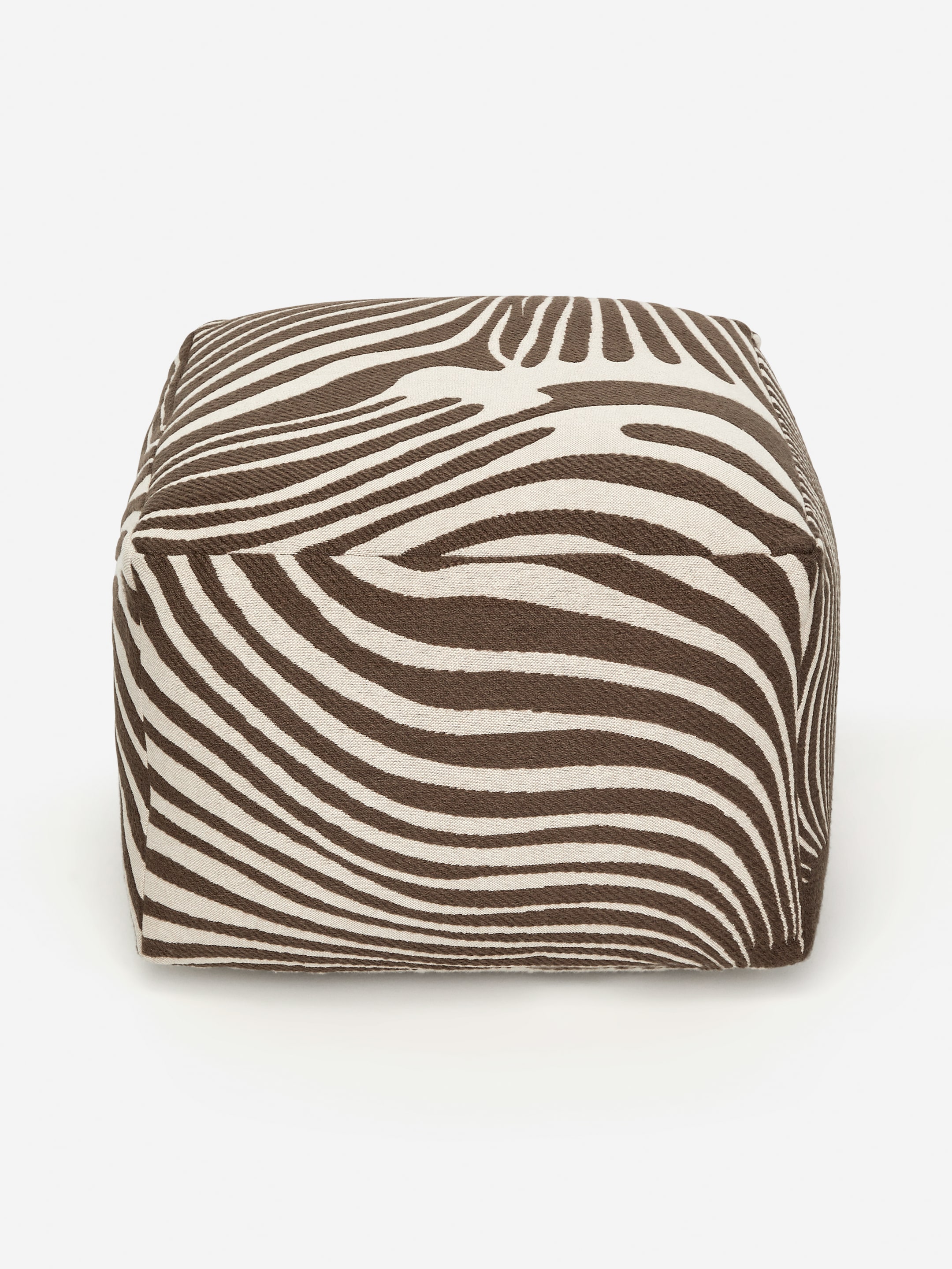 Pouf en laine et coton - Taupe/Blanc - Maison et décoration - StillMedia/DescriptiveStillLife - 1
