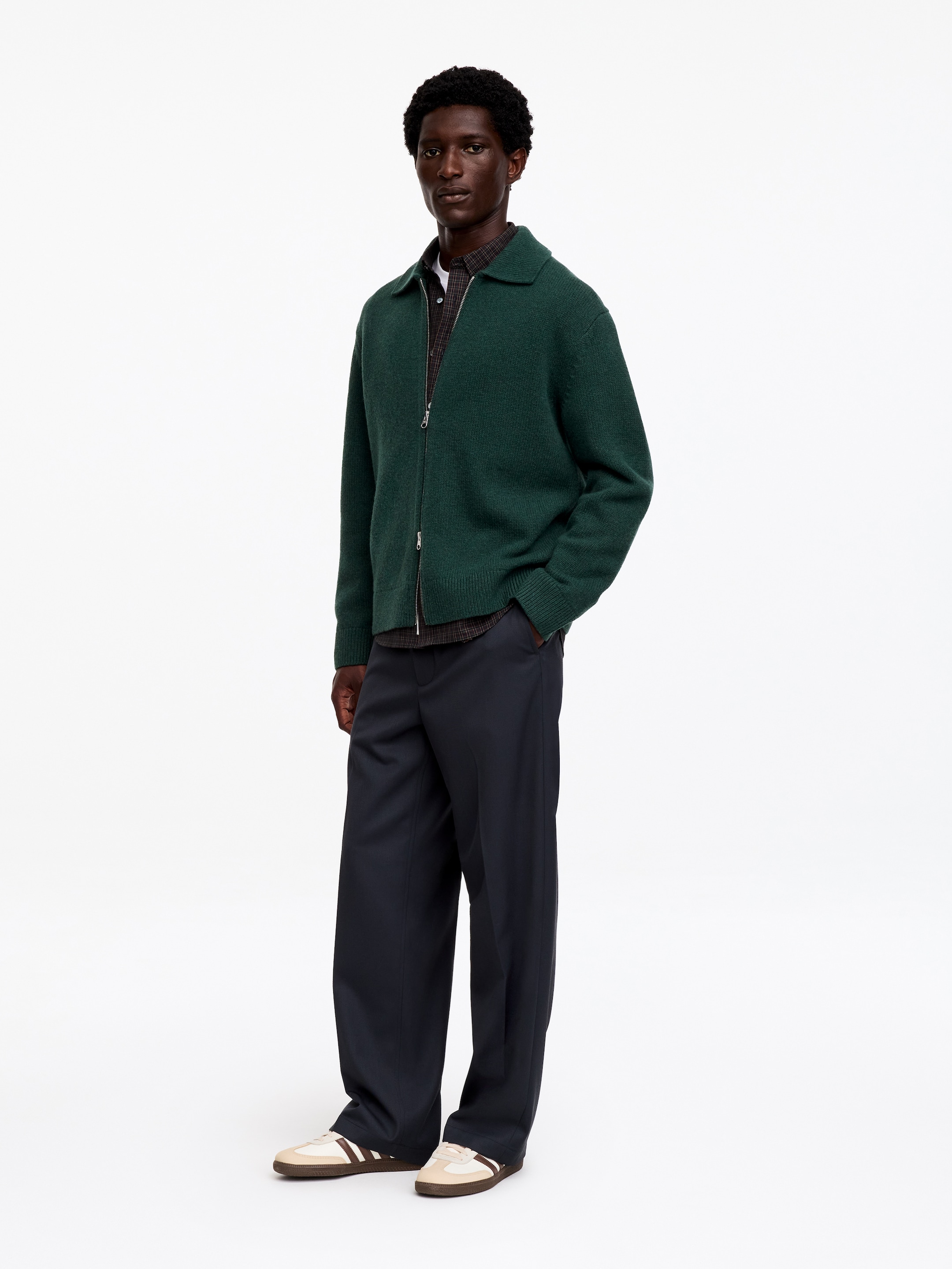 Zip Wool Cardigan - Forest Green - Regular fit - men - StillMedia/Lookbook - 2