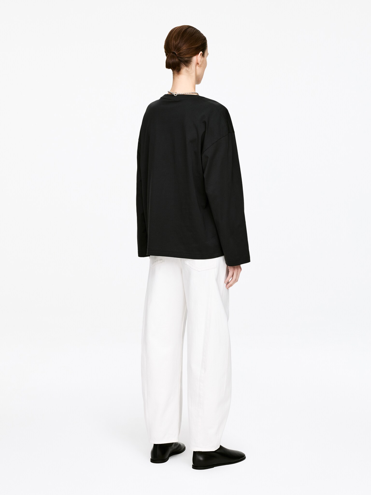 Oversized Long-Sleeve T-Shirt - Black - 3