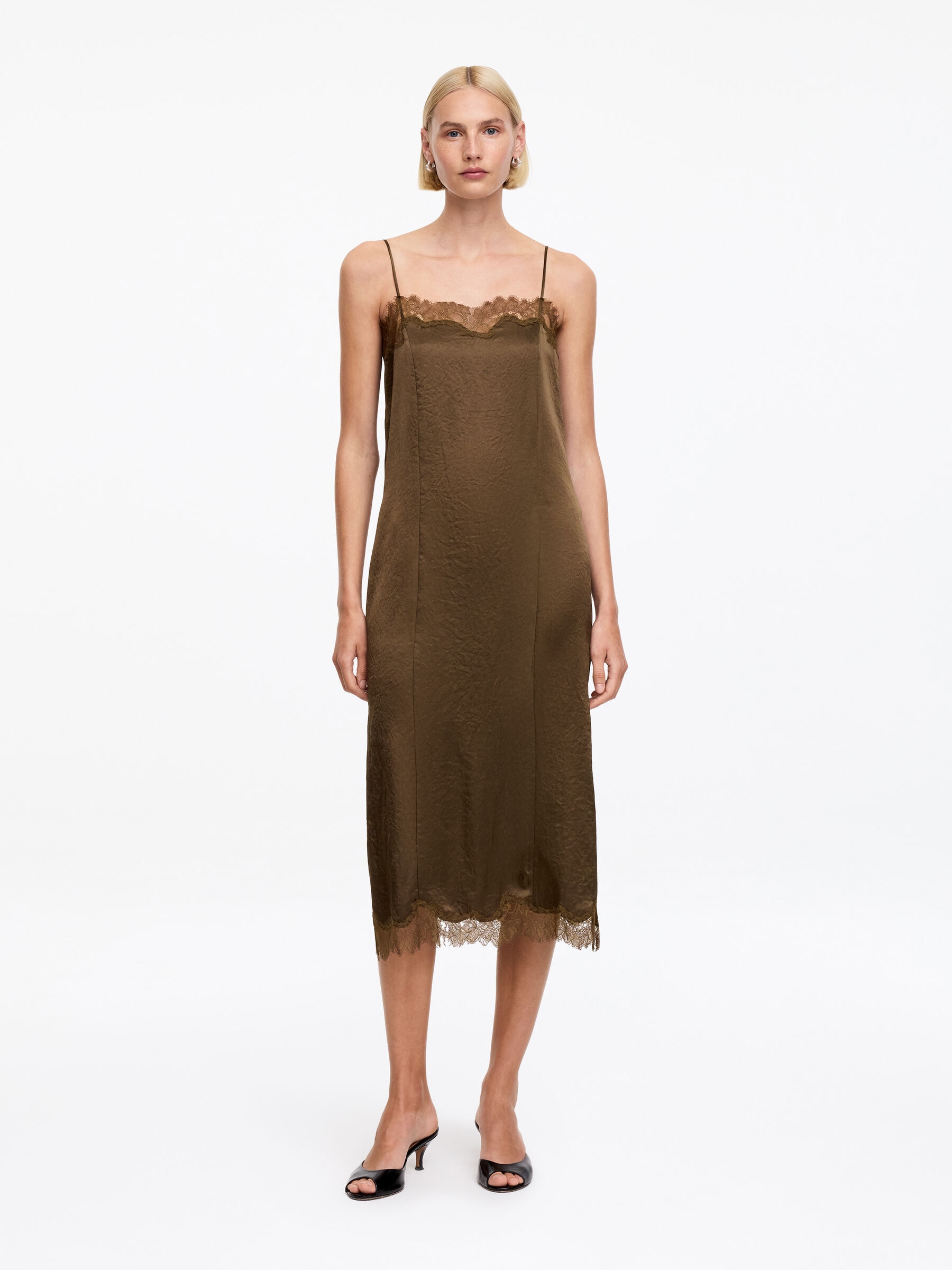 Lace-Trimmed Slip Dress-#534737-19123