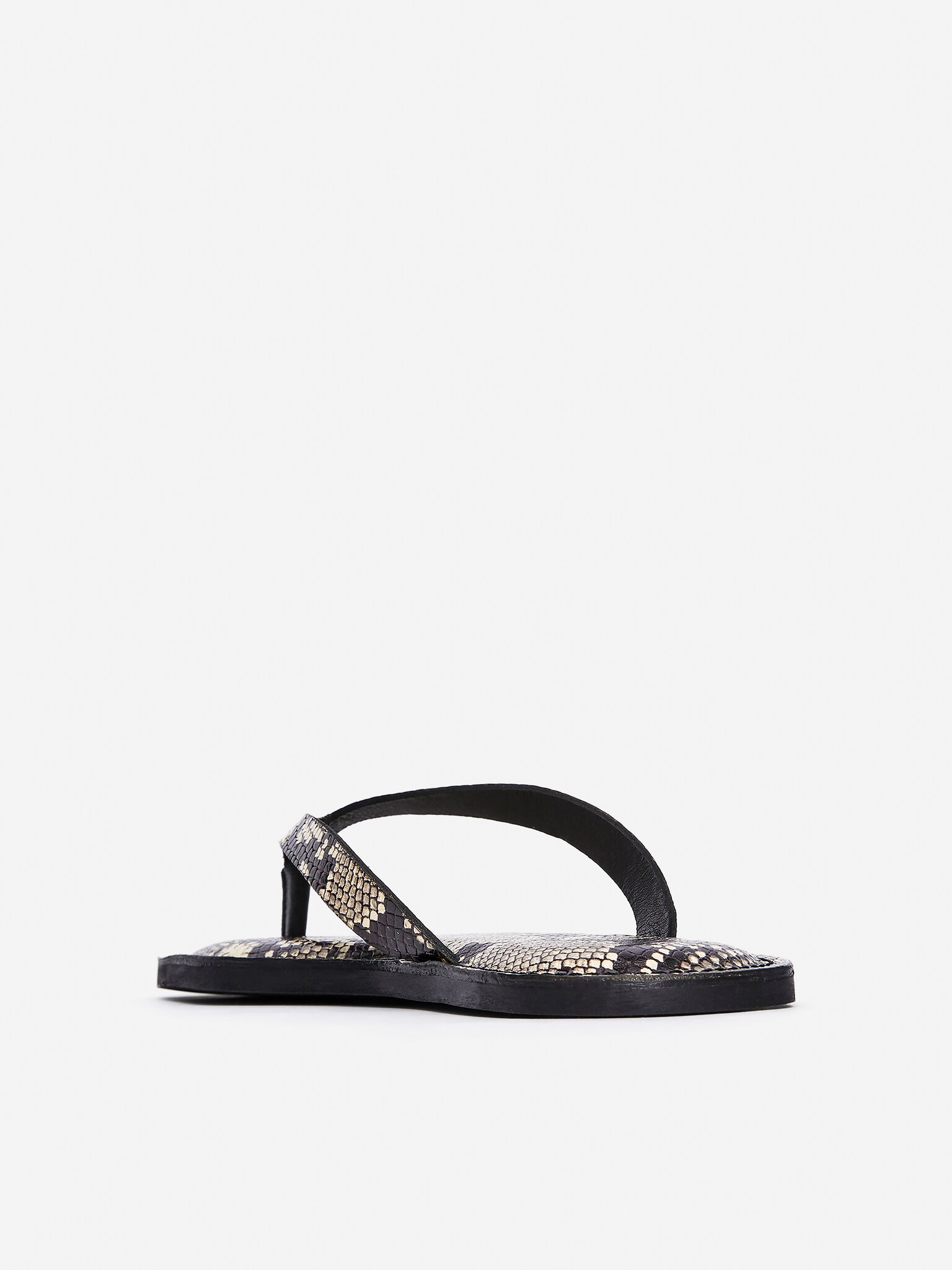 Sandales à brides en cuir - Beige/Serpent/Noir - 6