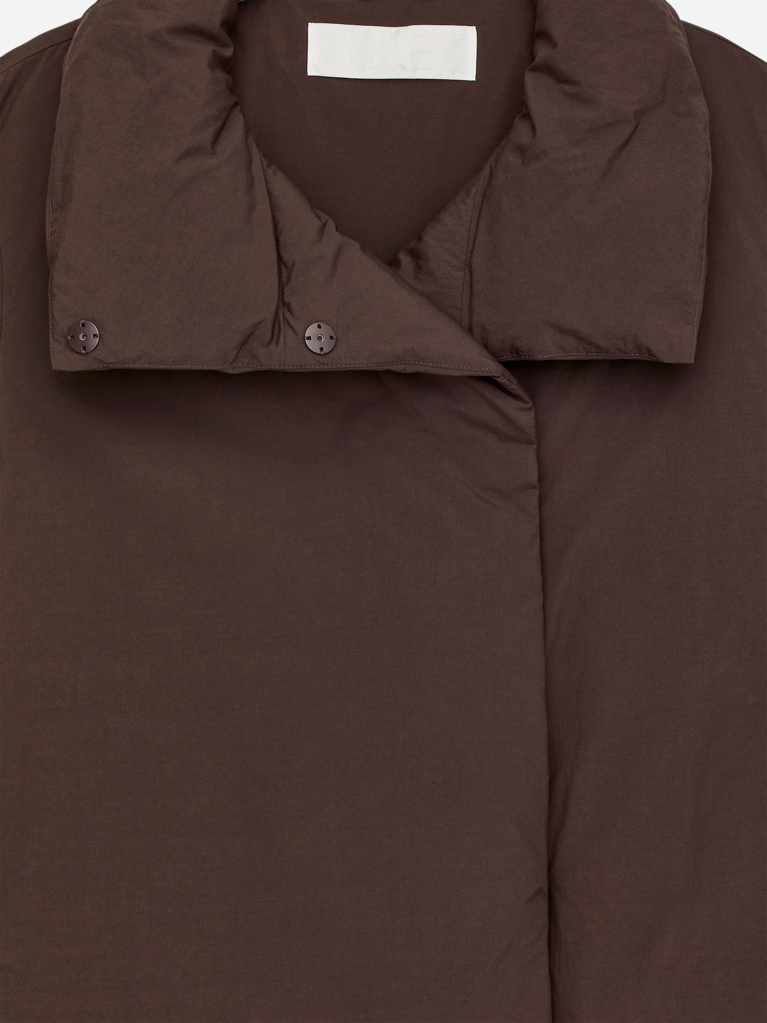 Upcycled Down High-Collar Jacket - Dark Brown/Black - 3