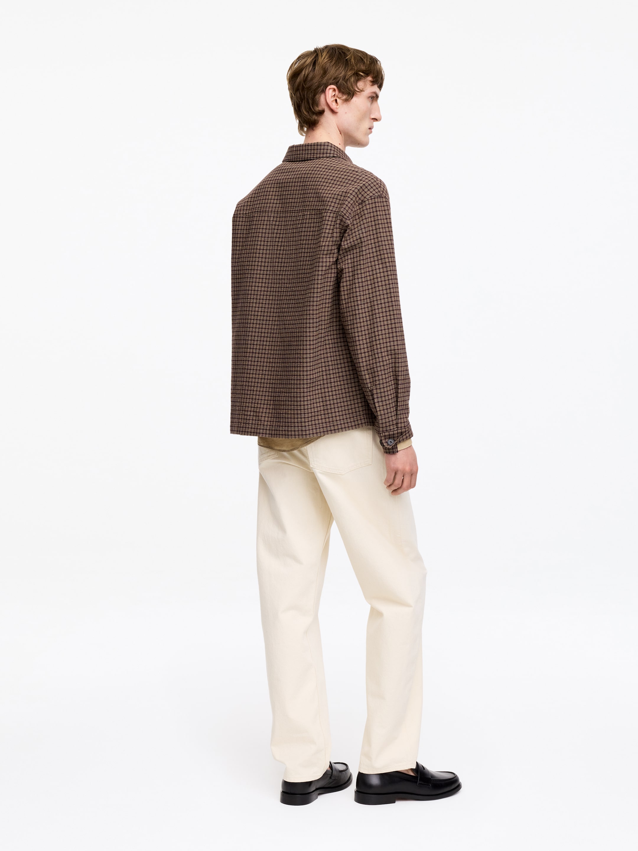 Relaxed Seersucker Shirt - Brown/Checkered - Relaxed fit - Men - StillMedia/Lookbook - 4