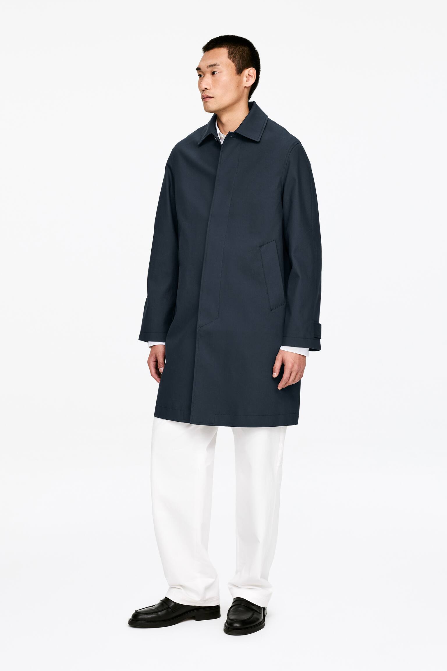 Pardessus décontracté en coton - Bleu foncé - 5