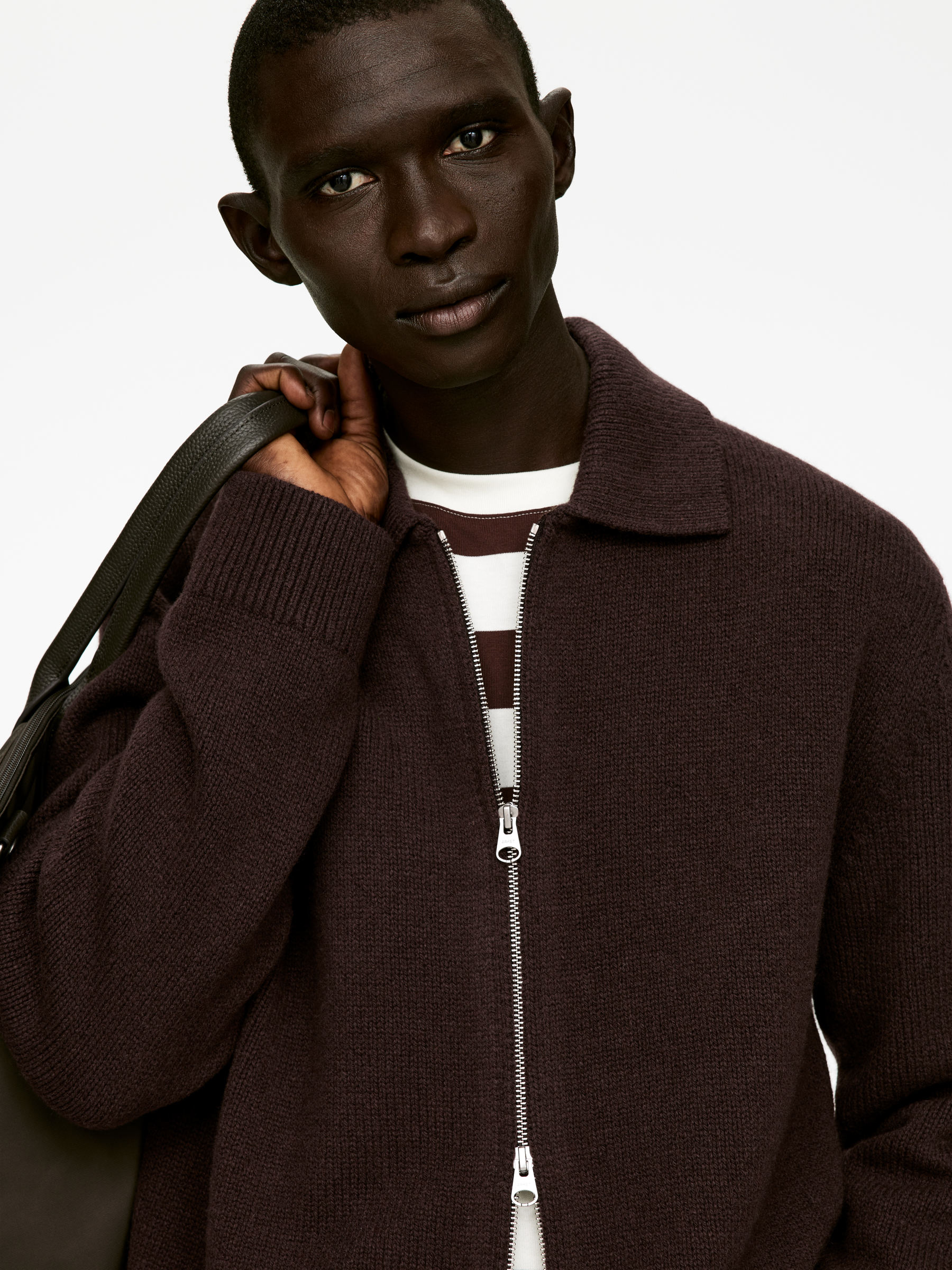 Wool Zip Cardigan - Dark Brown - Regular fit - Men - StillMedia/Lookbook - 3