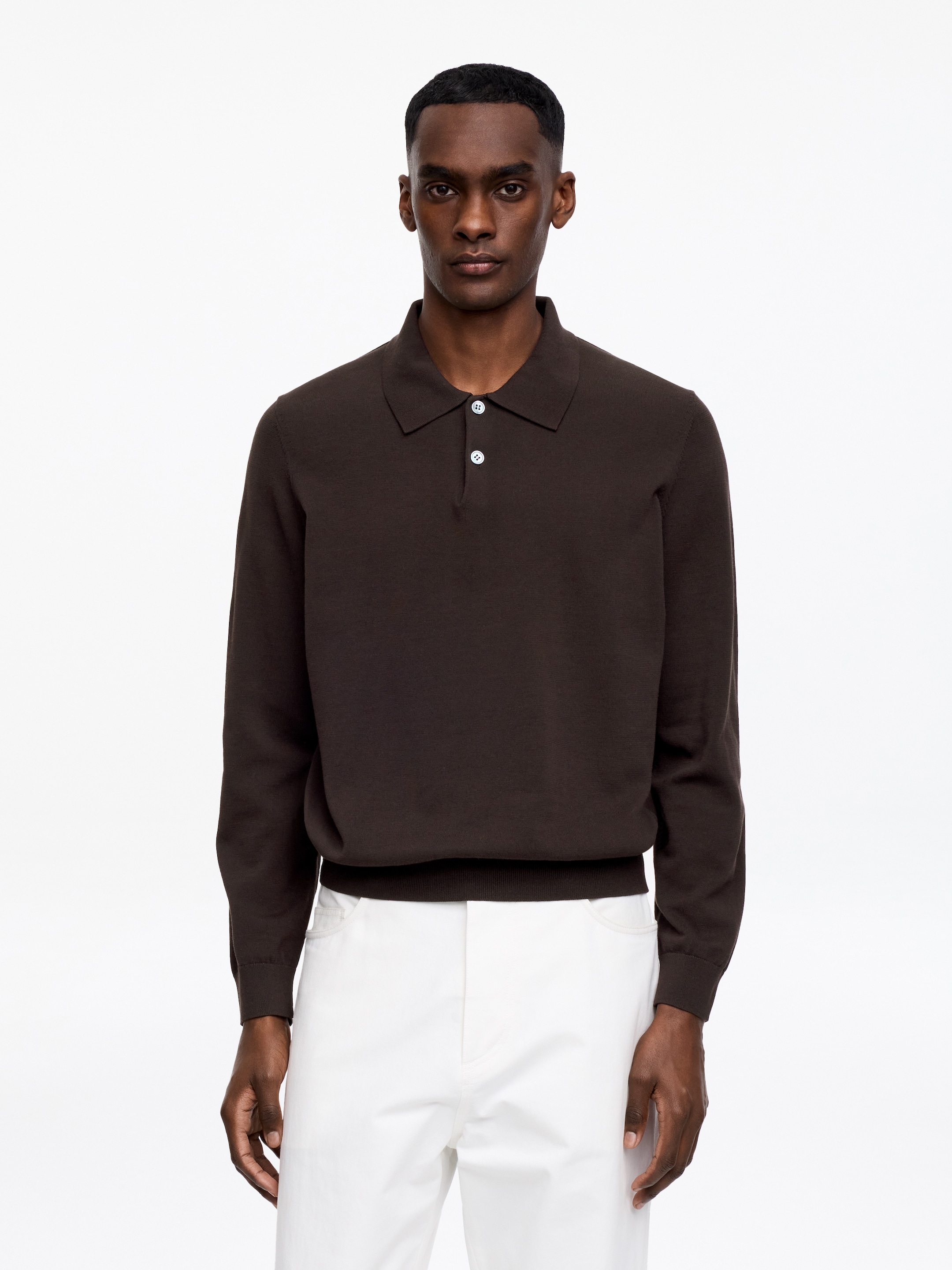 Cotton Polo Shirt-#3F3838-18201