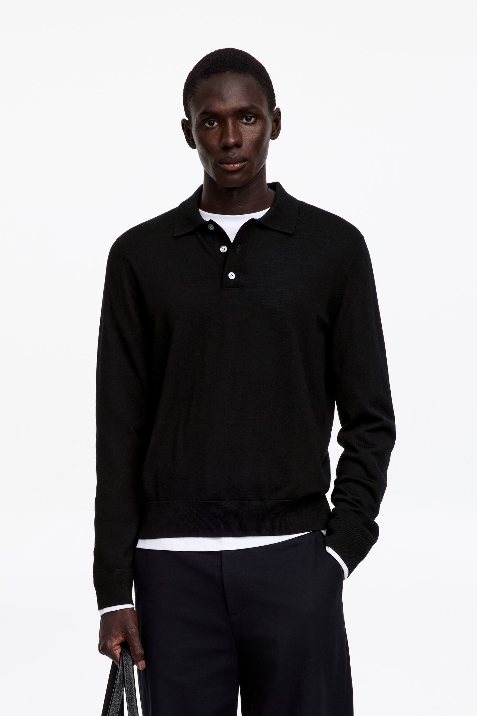 Merino Polo Jumper - Black/Dark Purple/Steel Grey/Mole/Dark Blue - 1