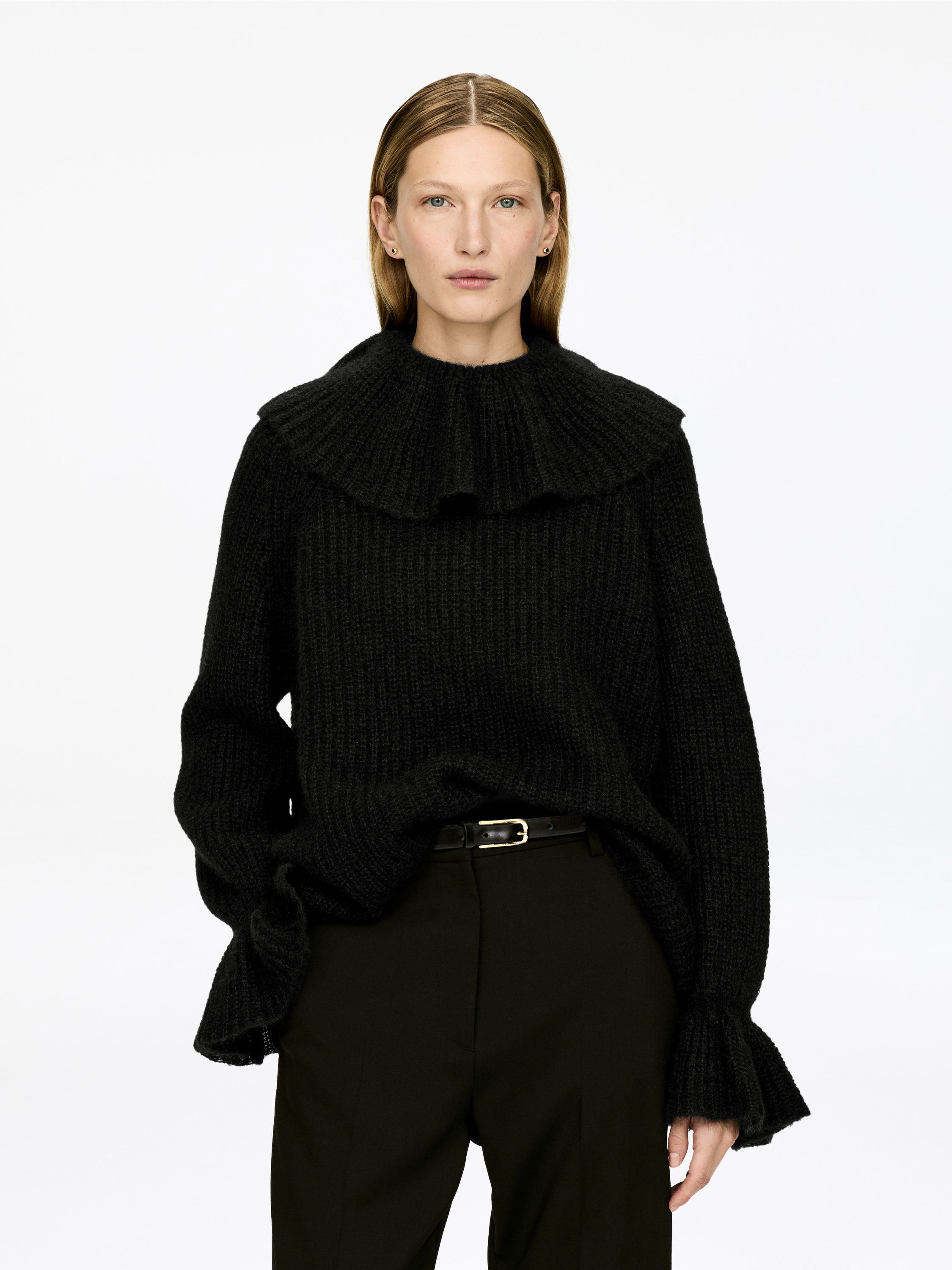 Pull à volants en laine et mohair-#272627-17353