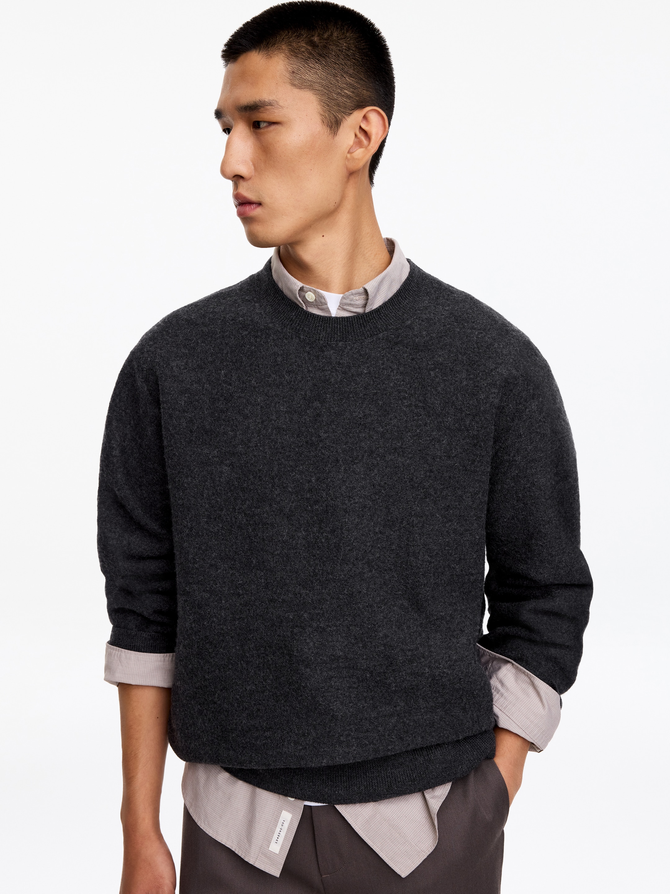 Boiled-Wool Jumper - Dark Grey - Regular fit - men - StillMedia/Lookbook - 4