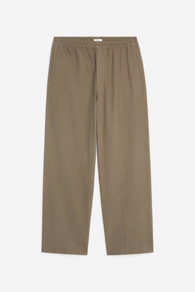 Loose Linen Blend Trousers - Dark Mole - 1