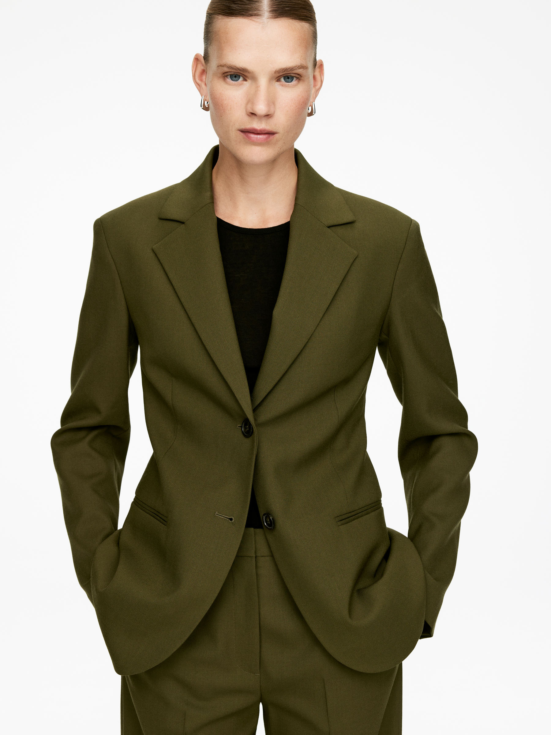 Hopsack Wool Blazer - Khaki Green - Regular fit - Women - StillMedia/Lookbook - 6