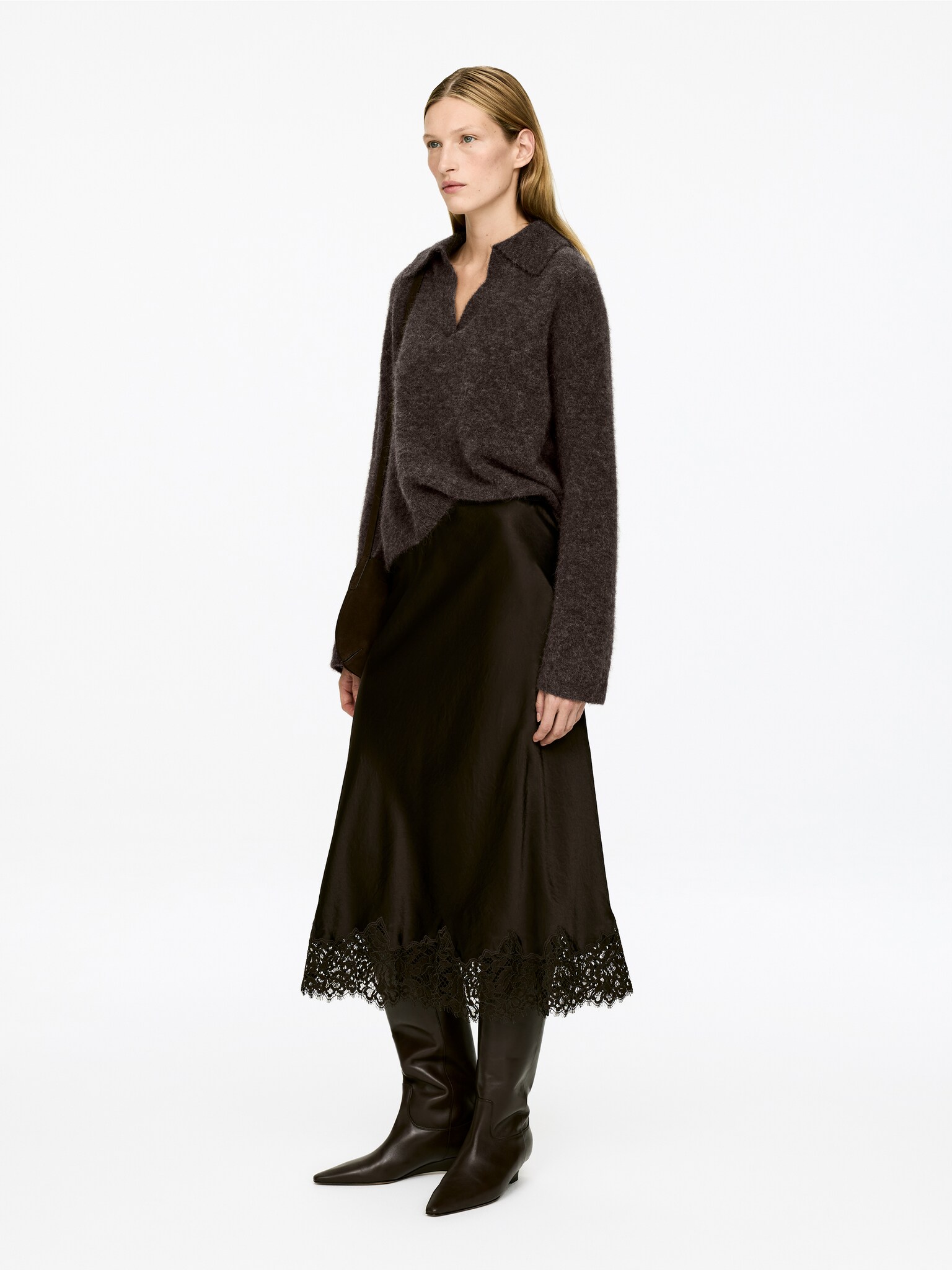Pull en mélange de laine et d'alpaga - Marron/Gris chiné/Bleu - 6
