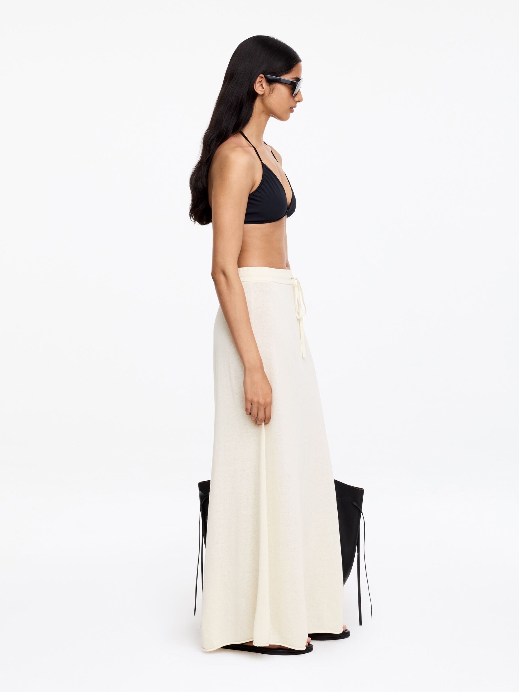 Knitted Linen-Blend Skirt - Off-white - Regular fit - Women - StillMedia/Lookbook - 3