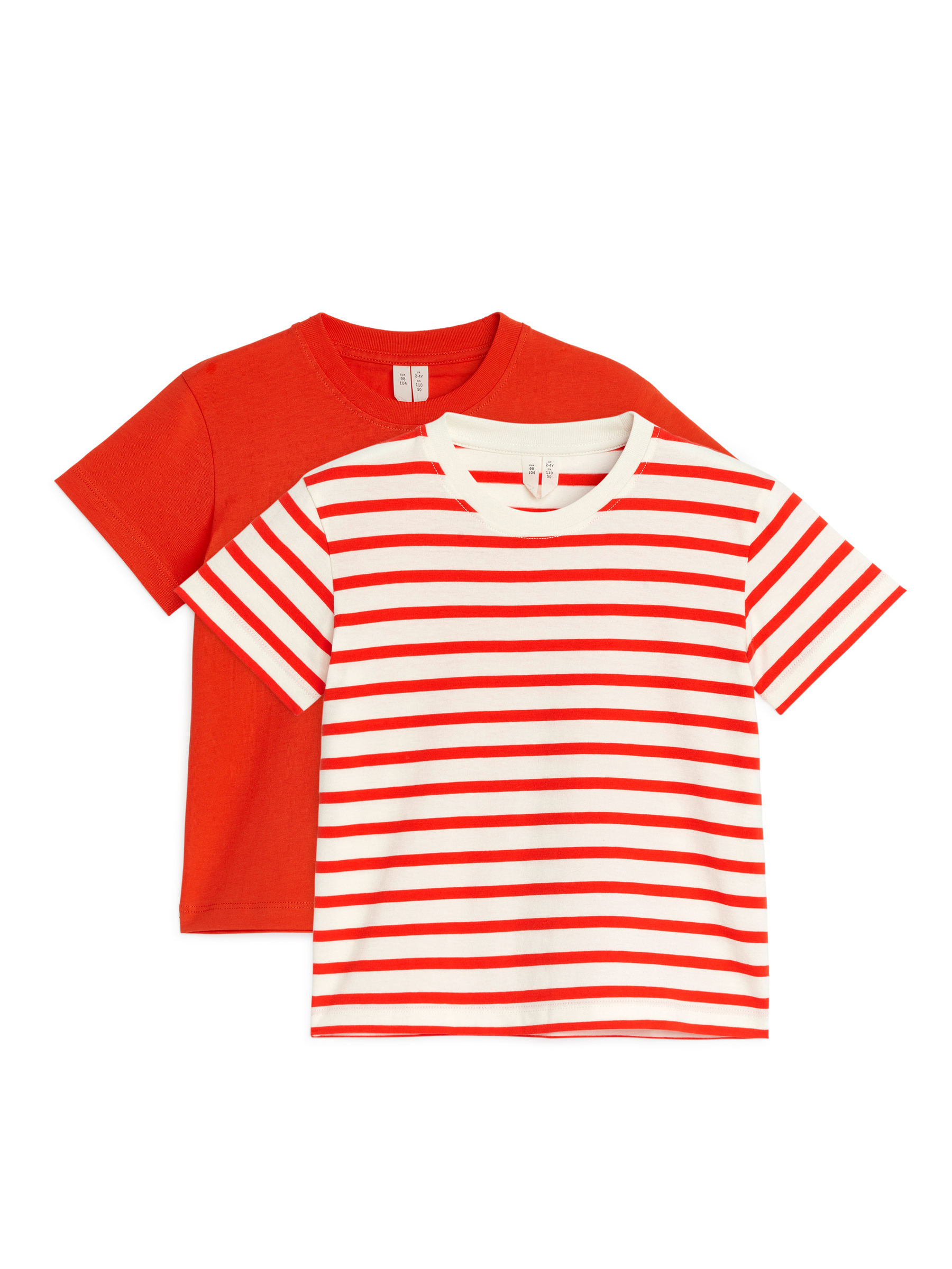 T-Shirt mit Rundhalsausschnitt, 2er-Pack - Rot/Cremeweiß - Regular Fit - Kinder - StillMedia/DescriptiveStillLife - 2