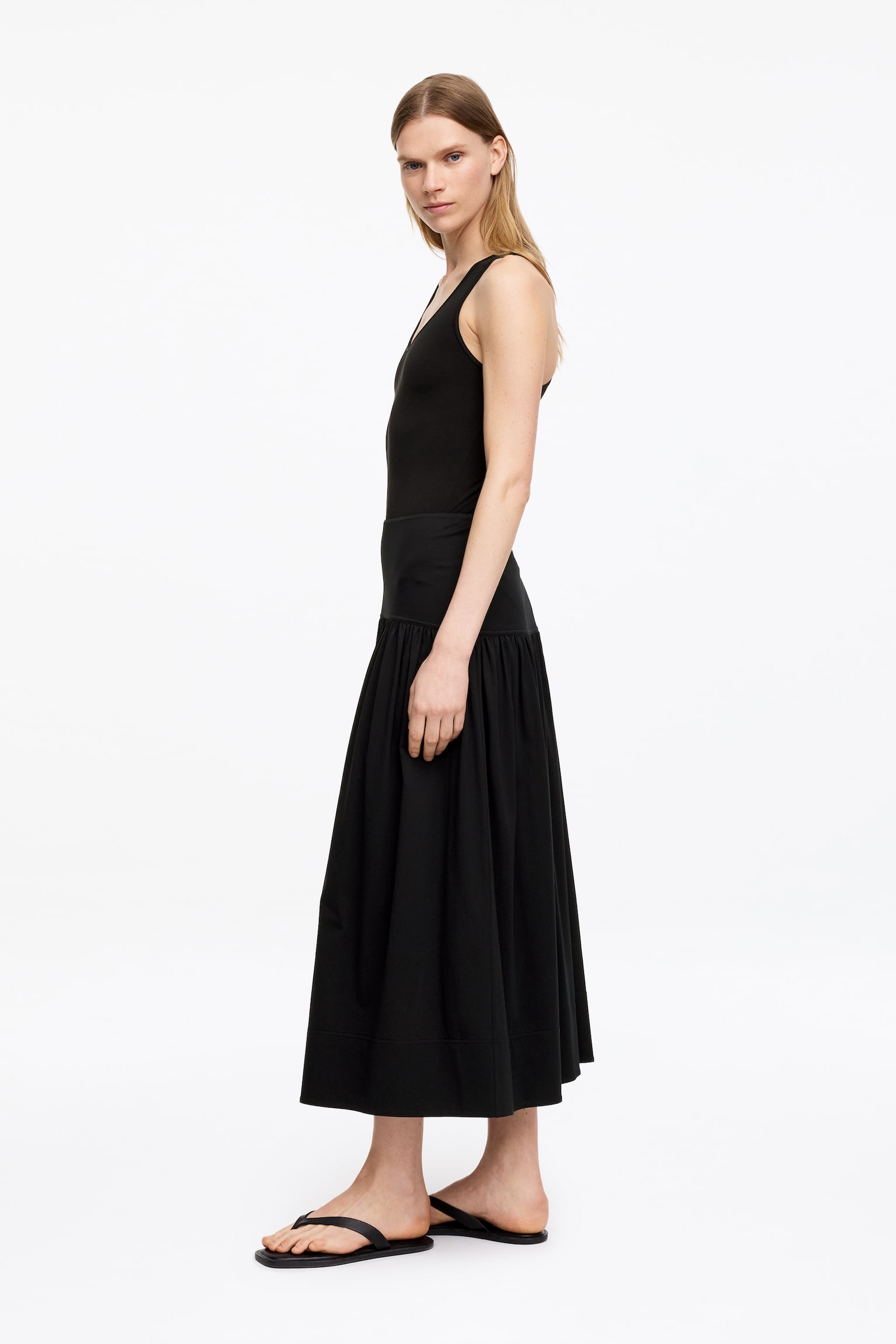 Gonna midi a trapezio - Nero/Beige - 3