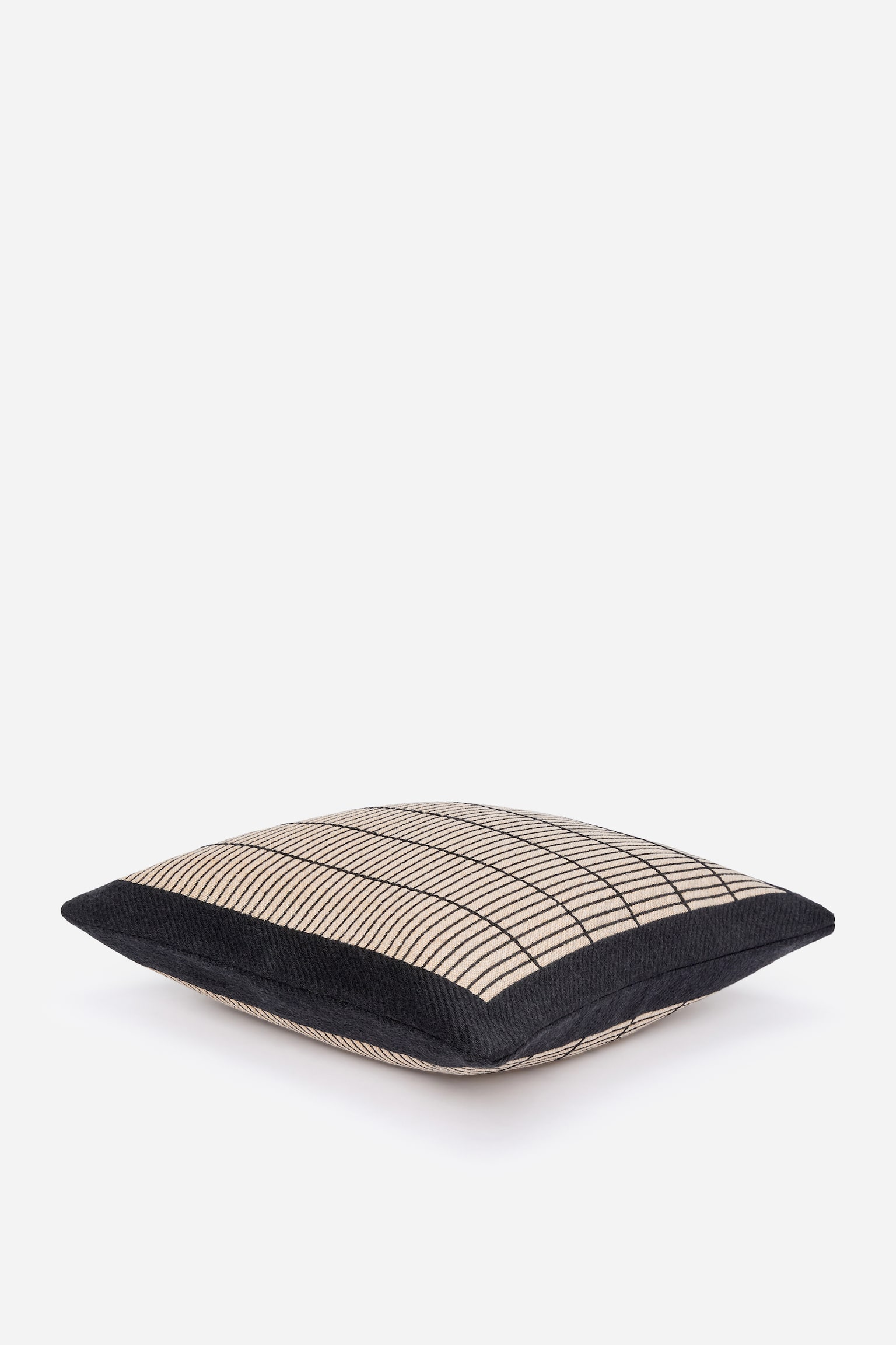 Housse de coussin en coton et laine 50 x 50 cm - Noir/Beige/Beige - 1