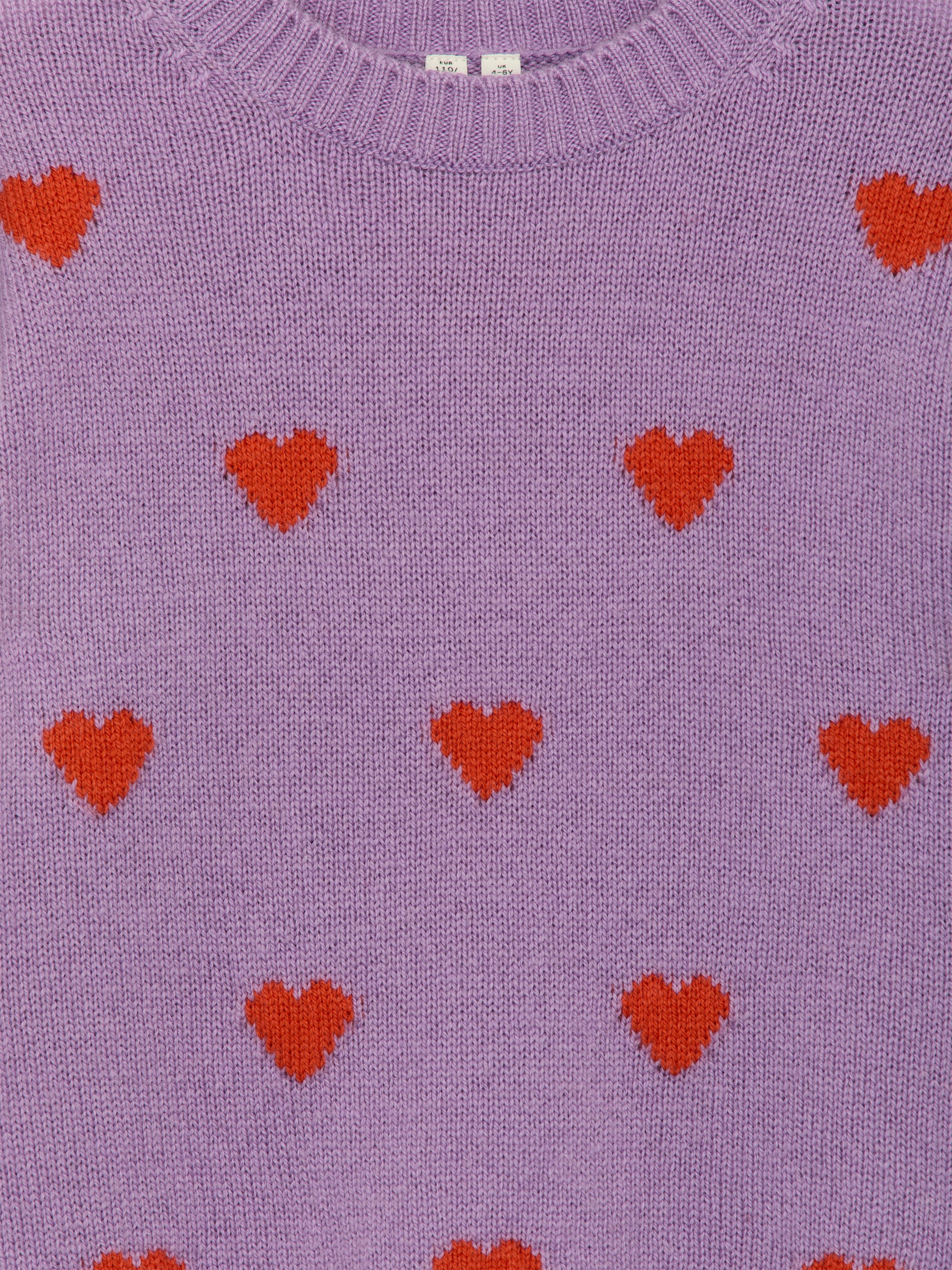 Wool Jumper – Lilac/Red Hearts – Children – ARKET WW