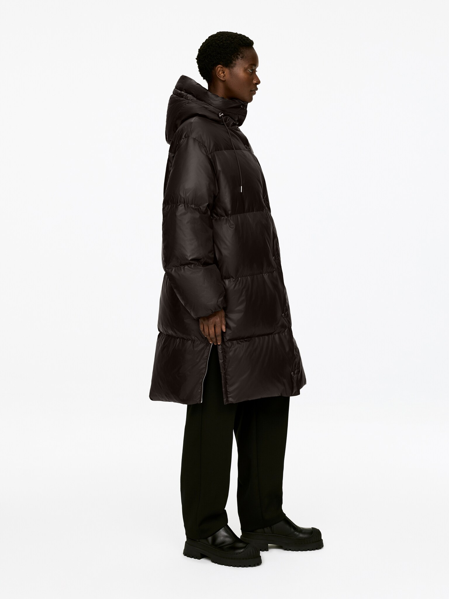 Manteau long Upcycled Down - Marron - 7