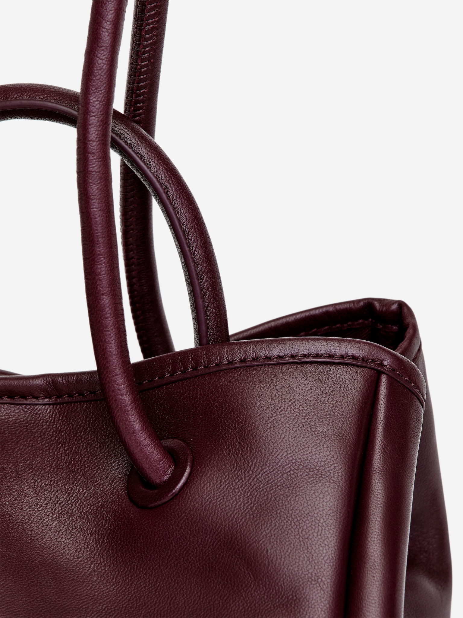 Crossbody Leather Bag - Dark Red - 5