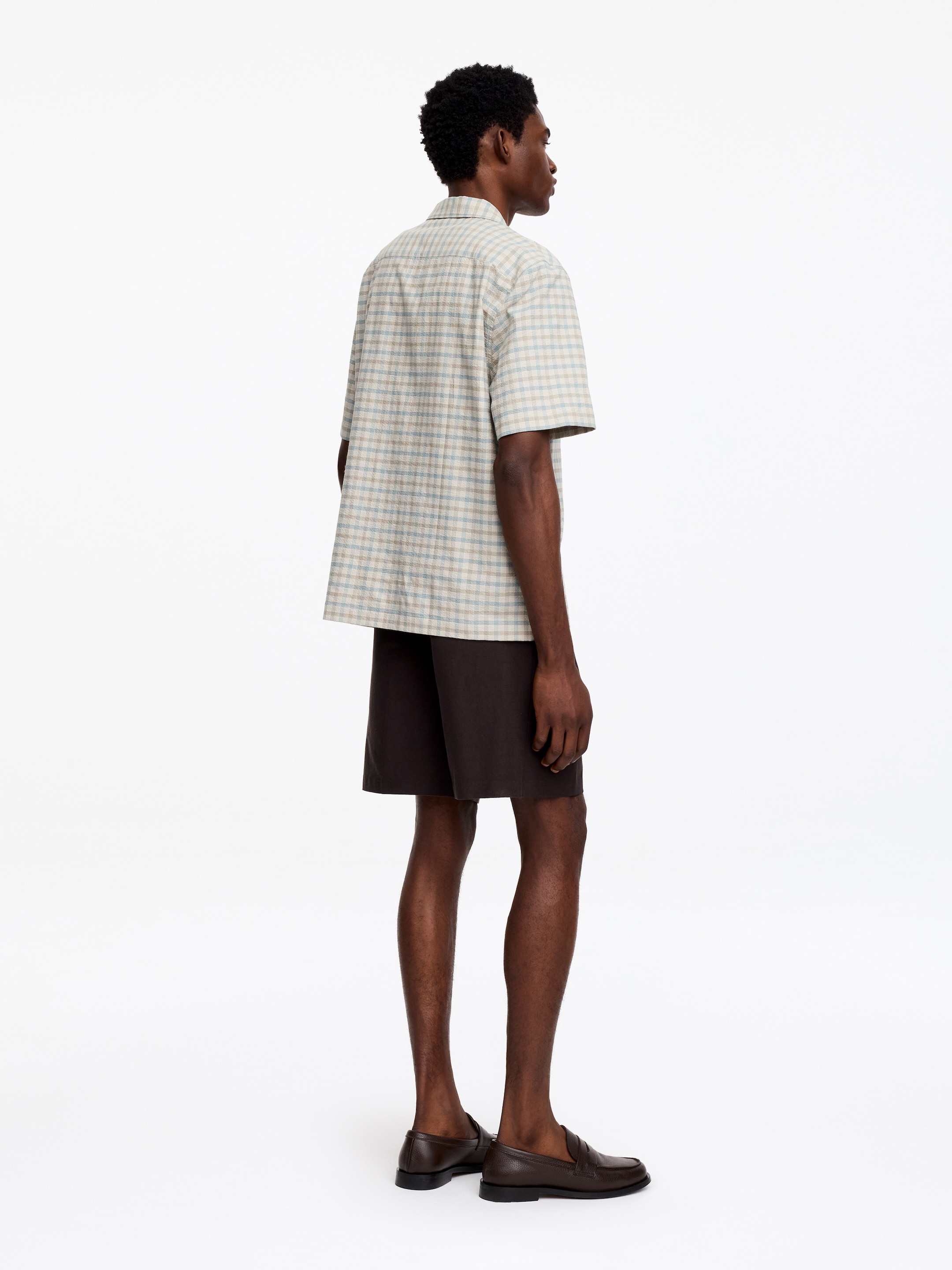 Seersucker Resort Shirt - Light Green/Checkered - Regular fit - Men - StillMedia/Lookbook - 3