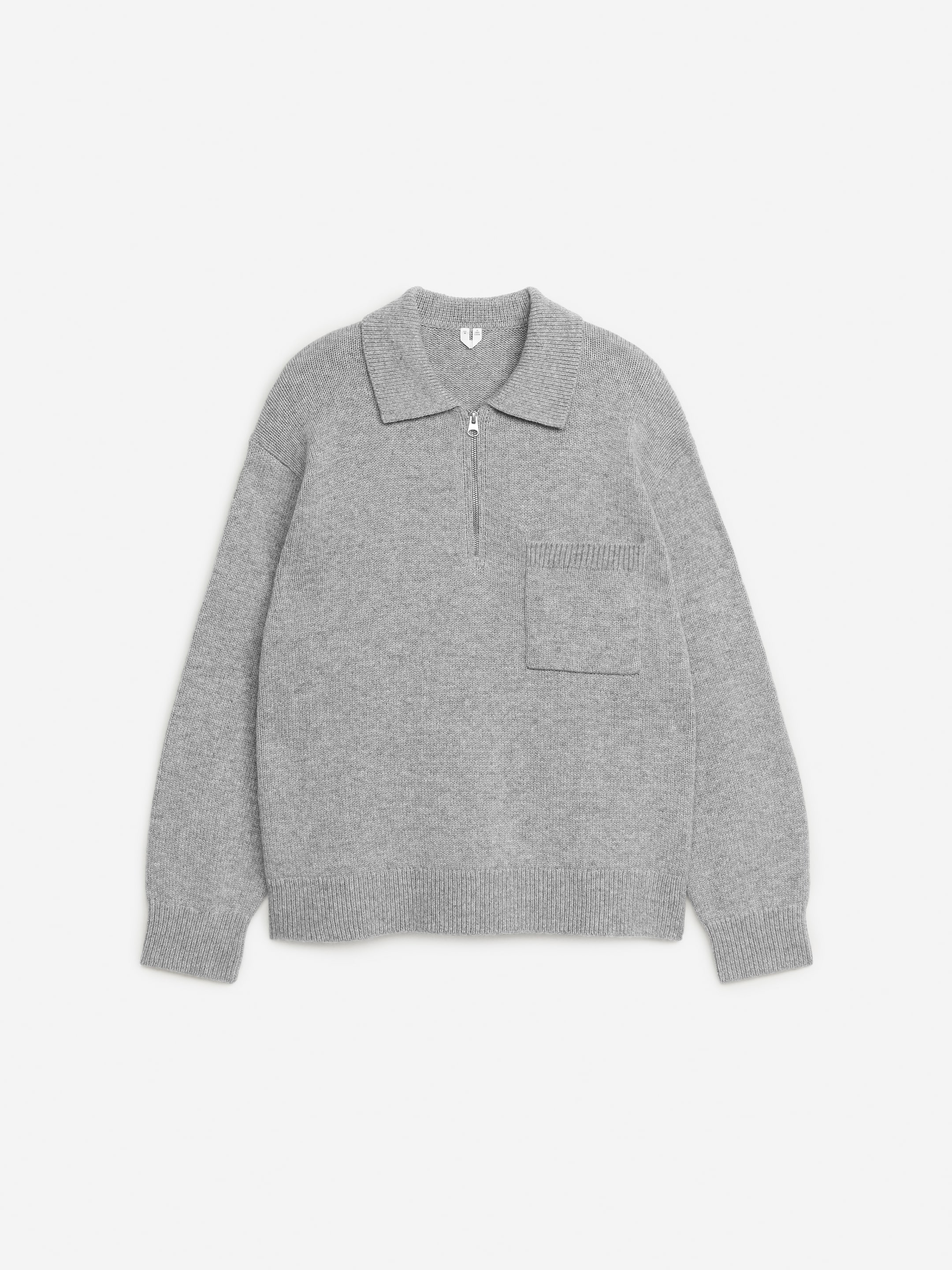 Knitted Wool Zip Polo Shirt - Grey - Regular fit - Men - StillMedia/DescriptiveStillLife - 1