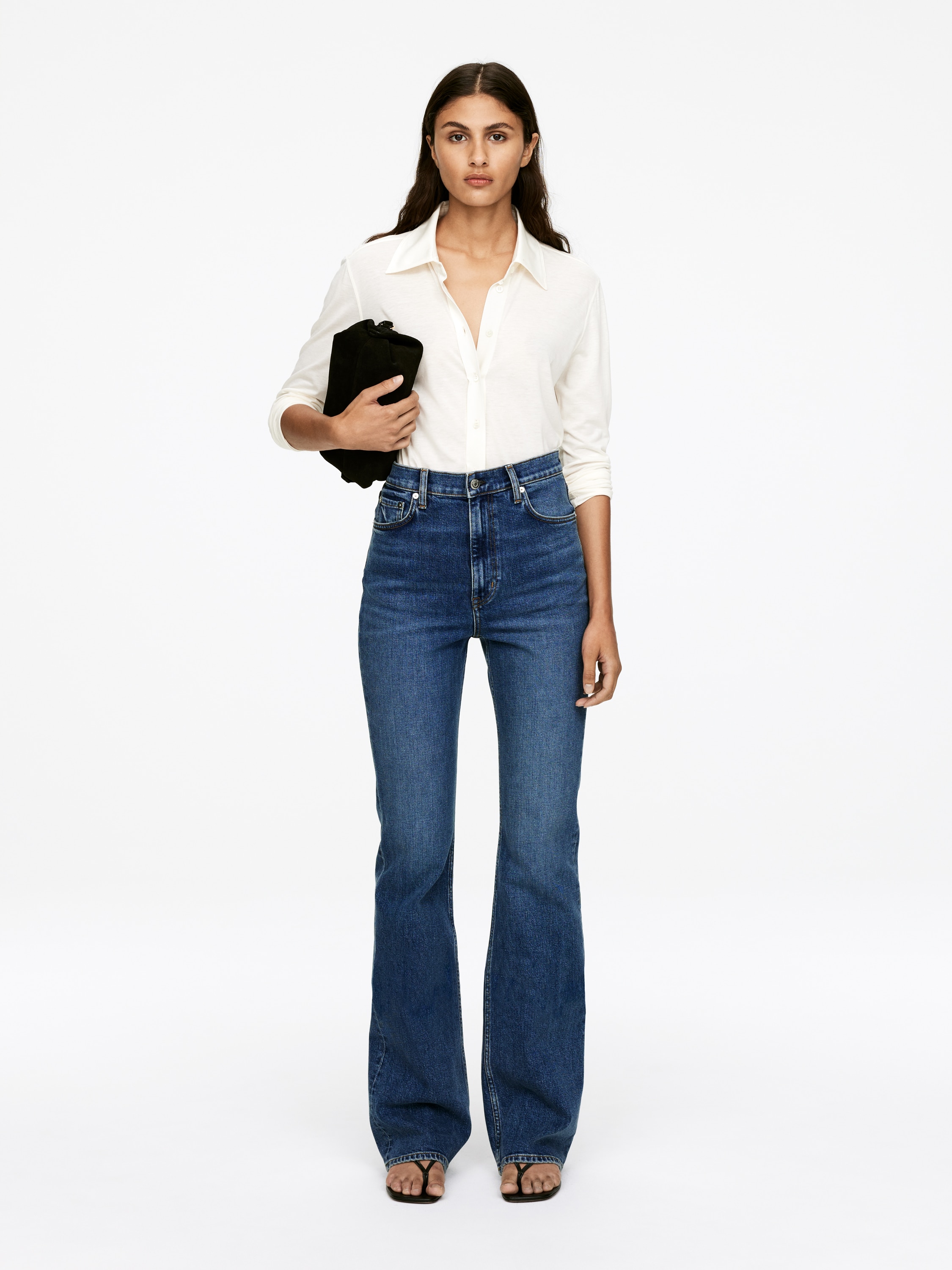 Rozszerzane jeansy RAIN z wysoką talią - Niebieski/Ciemnoniebieski