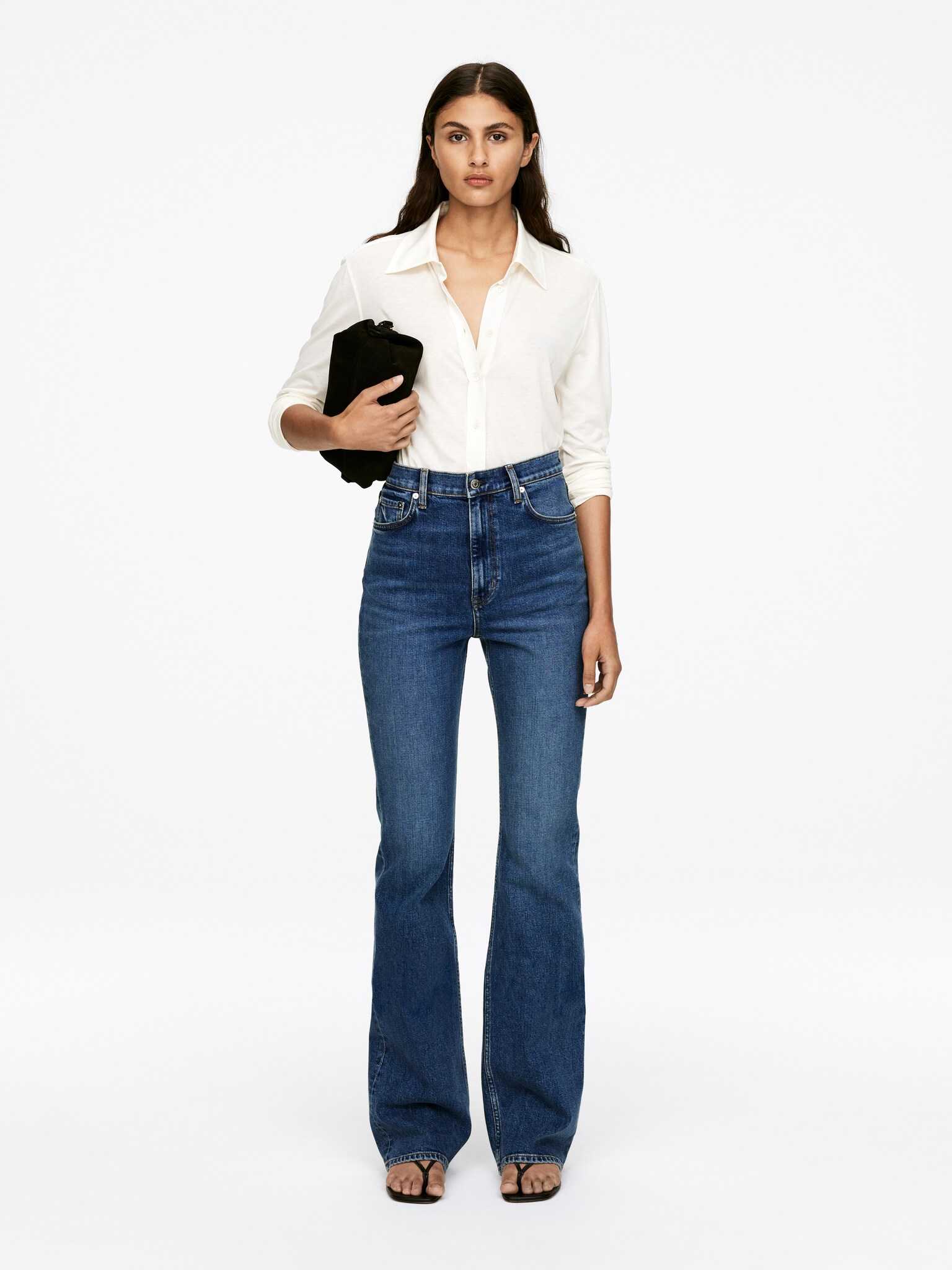 RAIN High Flared Jeans - Mid Blue/Dark Blue