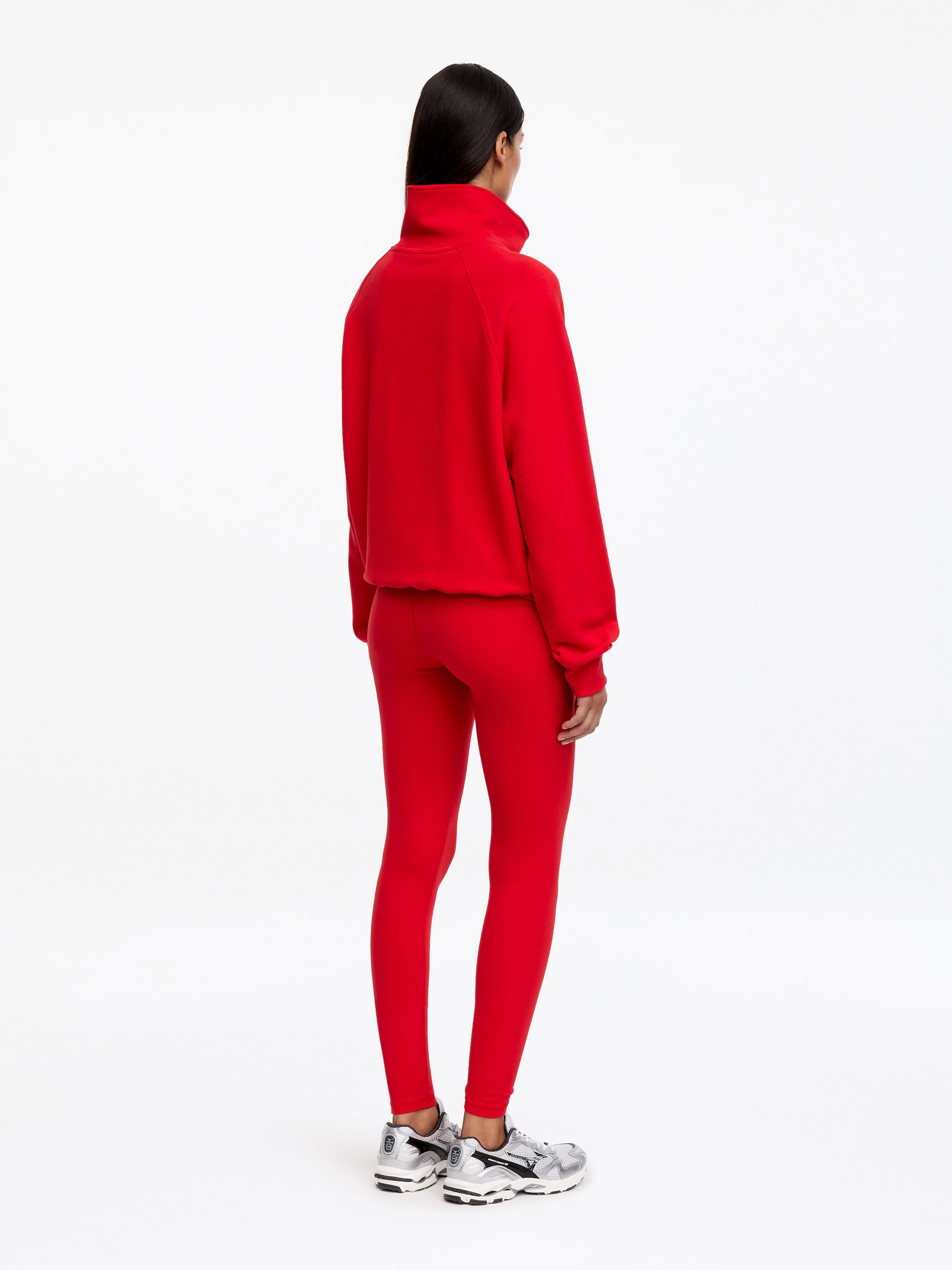 Half-Zip Terry Sweatshirt - Red - Relaxed fit - women - StillMedia/Lookbook - 2