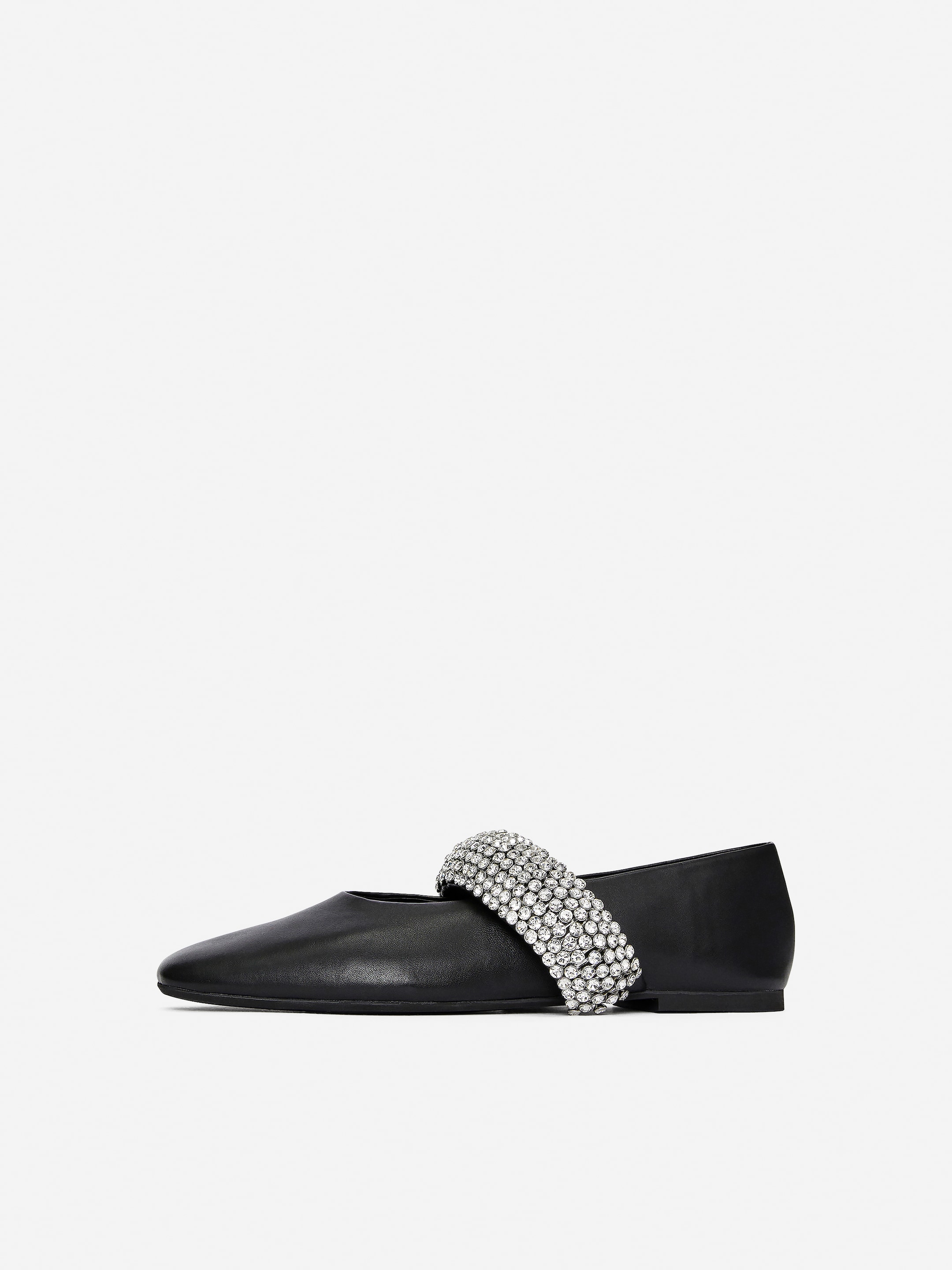 Ballerines en cuir avec strass - Noir - Femme - StillMedia/DescriptiveStillLife - 1