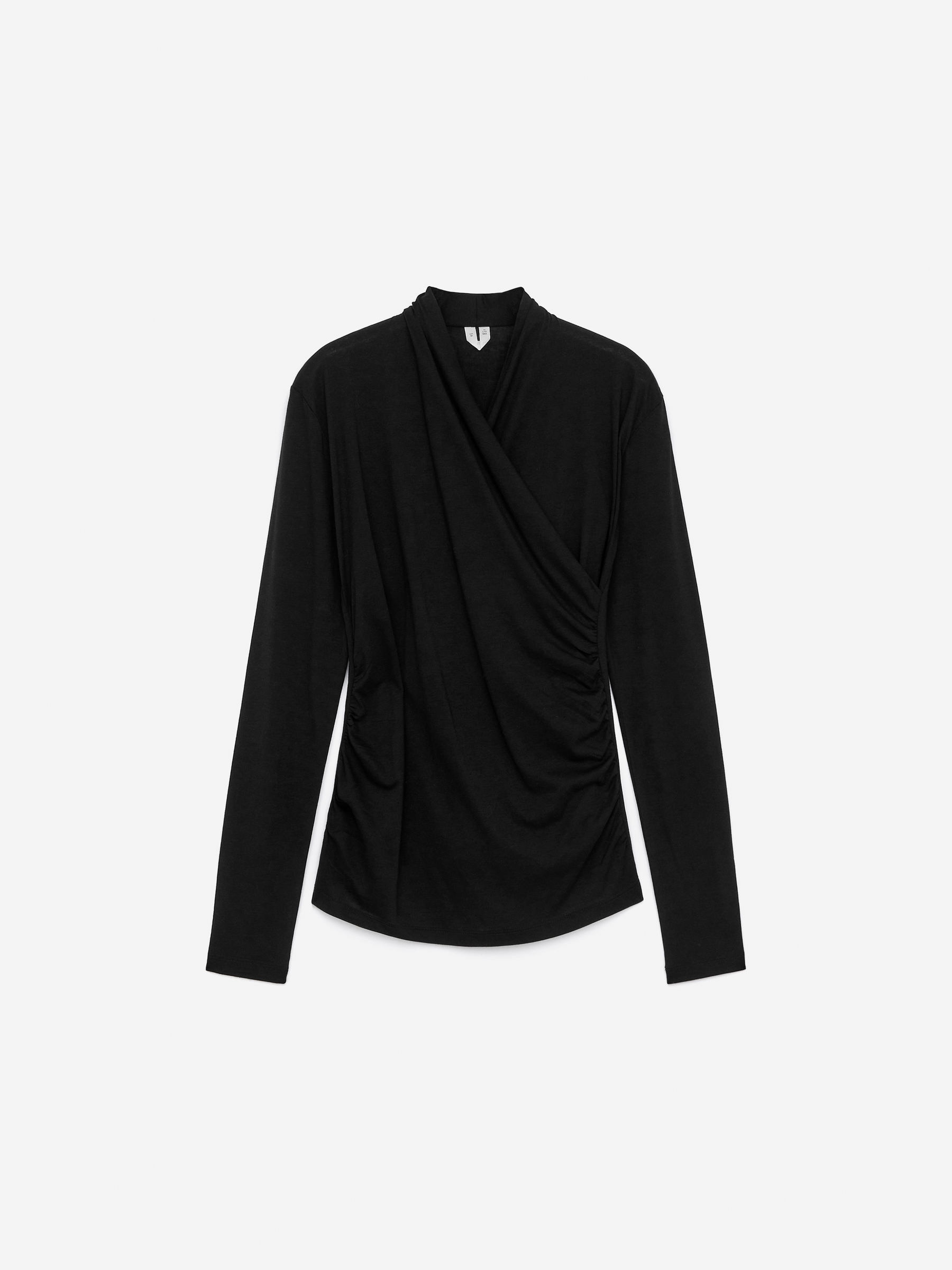 Wickeloberteil aus Lyocell und Baumwolle-Schwarz-16546