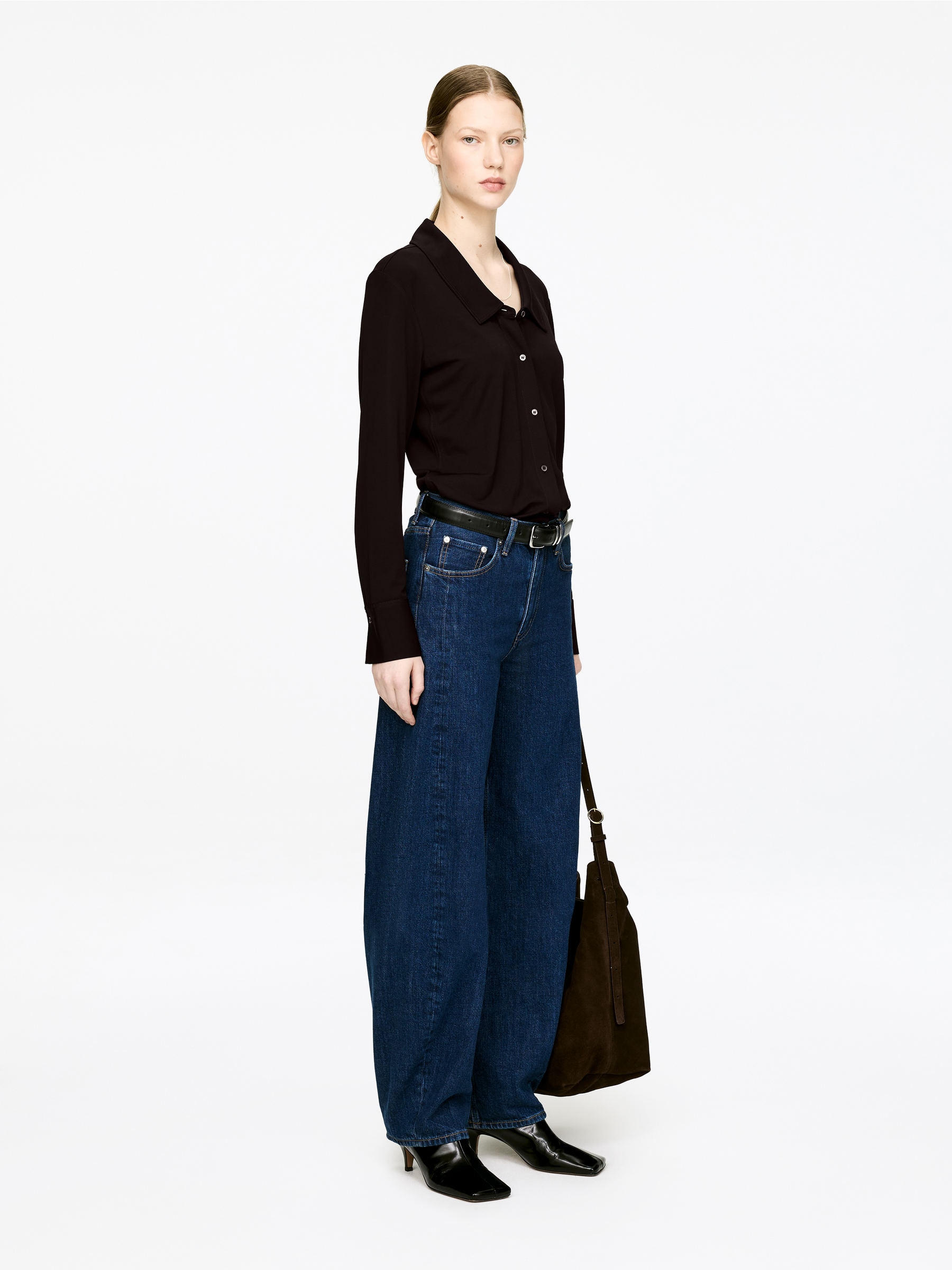 Fluid Jersey Shirt - Dark Red - Slim fit - Women - StillMedia/Lookbook - 13